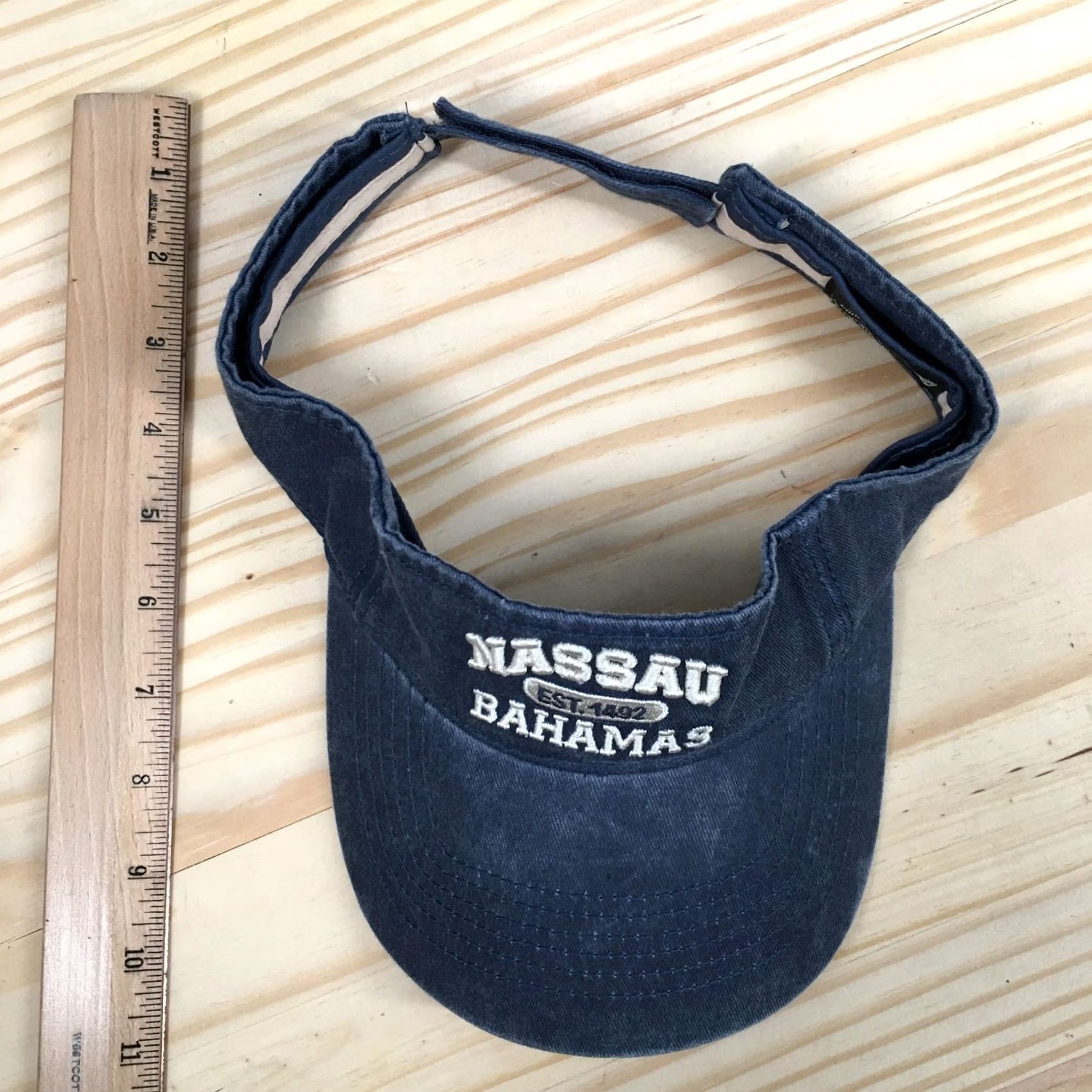 Logo 7 Jo Anns Visor Hat Blue OS Curved Brim Embroidered Logo Nassau Bahamas Unisex Size ONE SIZE - 4 Thumbnail