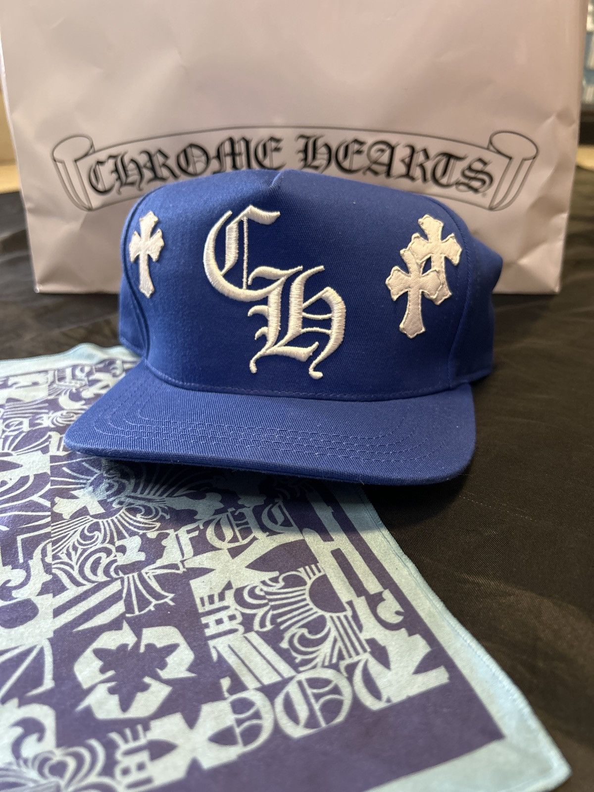 Chrome Hearts Chrome Hearts Blue/White Patches BaseBall Hat. Size ONE SIZE - 8 Thumbnail