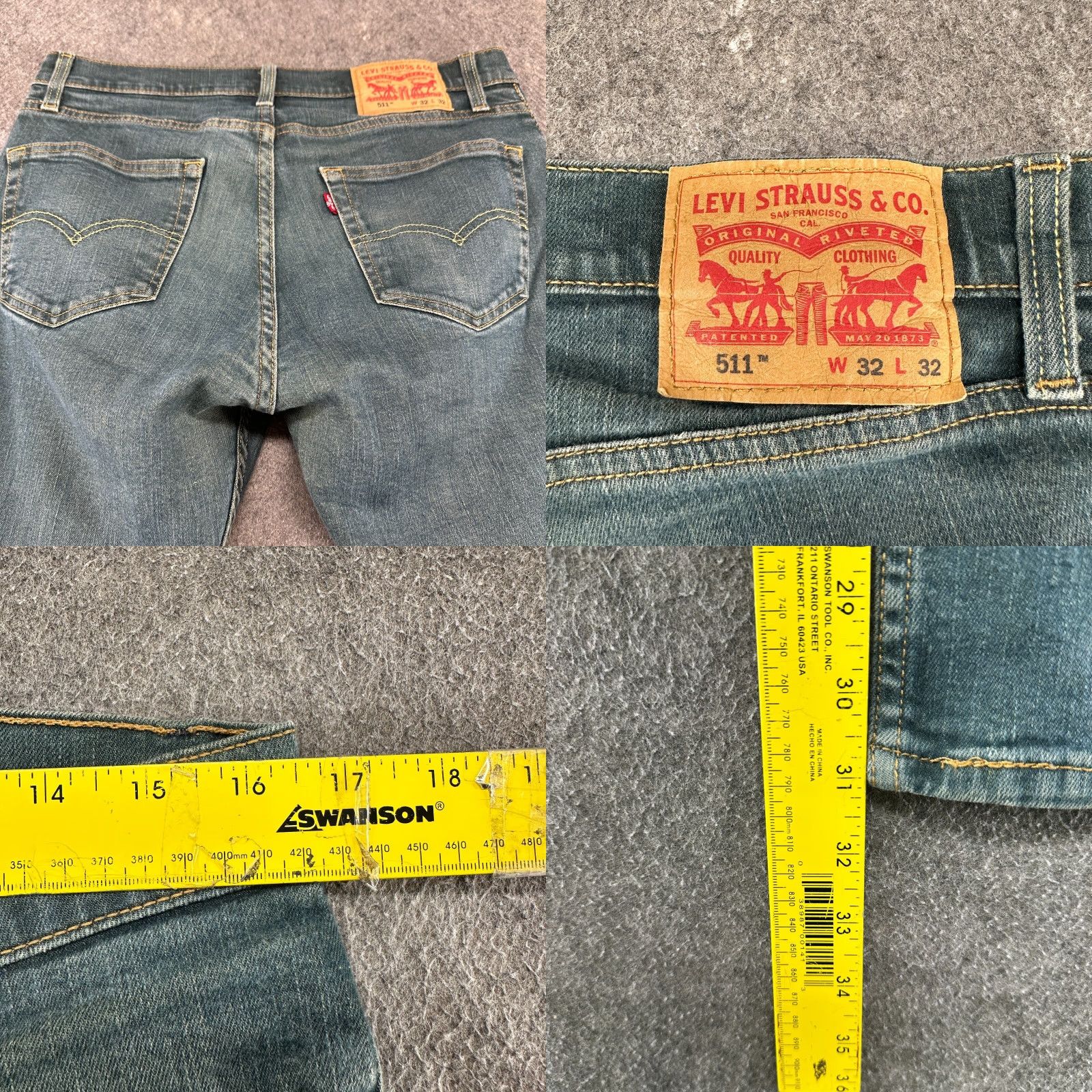 Levi's Levi's 511 Jeans Mens 32x32 Blue Skinny Regular Fit Medium Wash Denim Size US 32 / EU 48 - 8 Thumbnail
