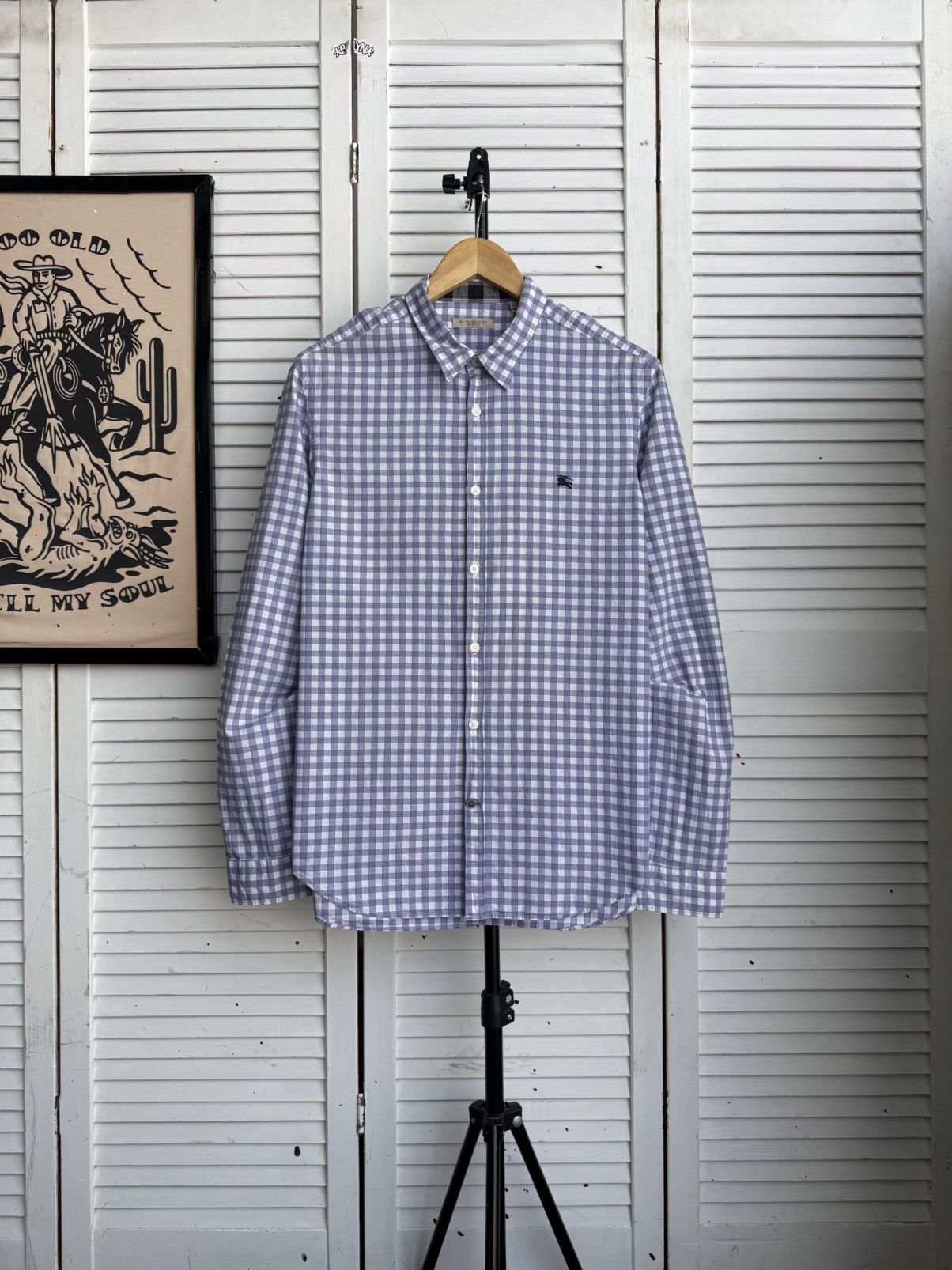 Burberry Burberry Brit Check Shirt Blue White Embroidered Logo Size US M / EU 48-50 / 2 - 1 Thumbnail