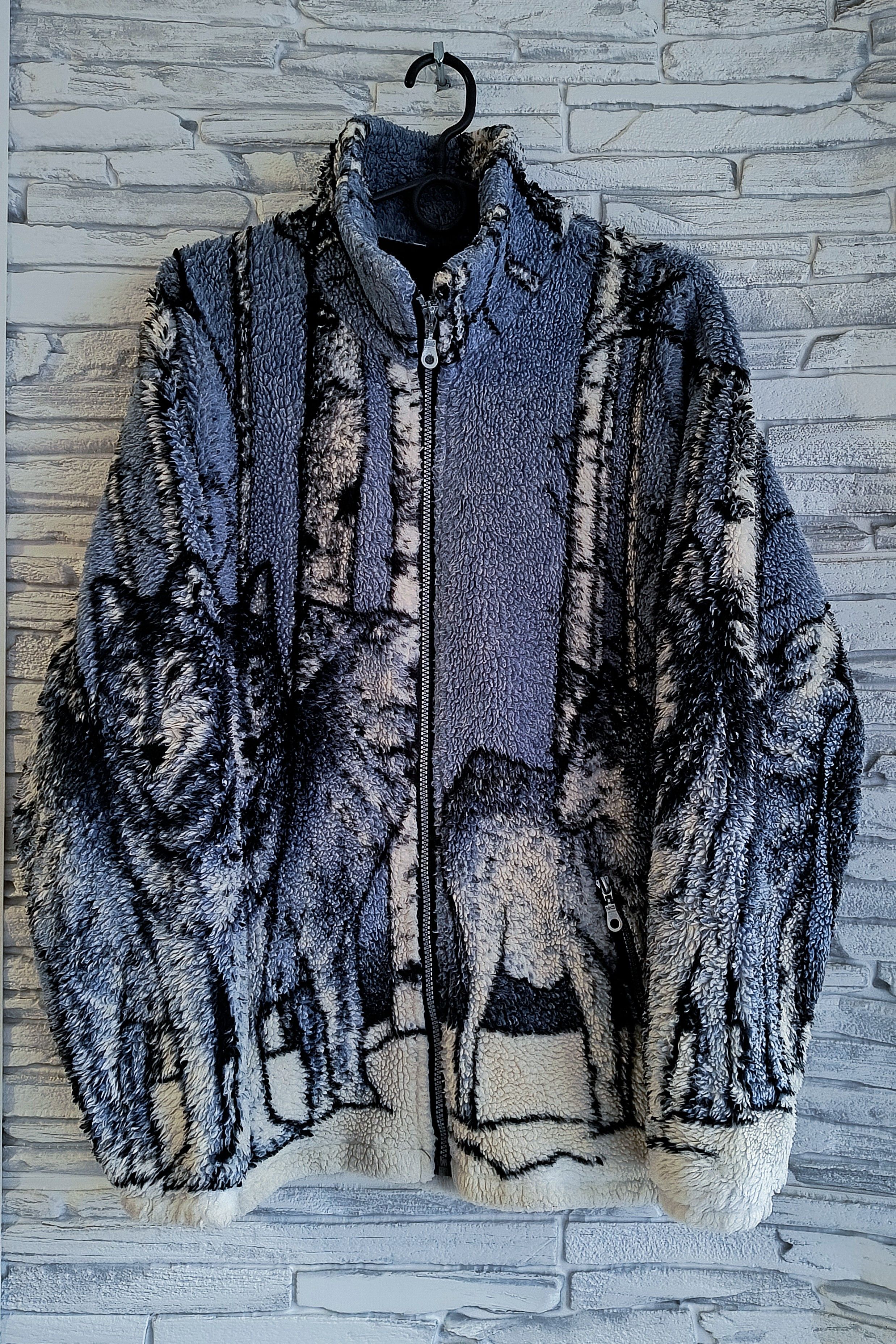 Vintage Vintage Wolf Print Fleece Jacket Size US M / EU 48-50 / 2 - 2 Thumbnail