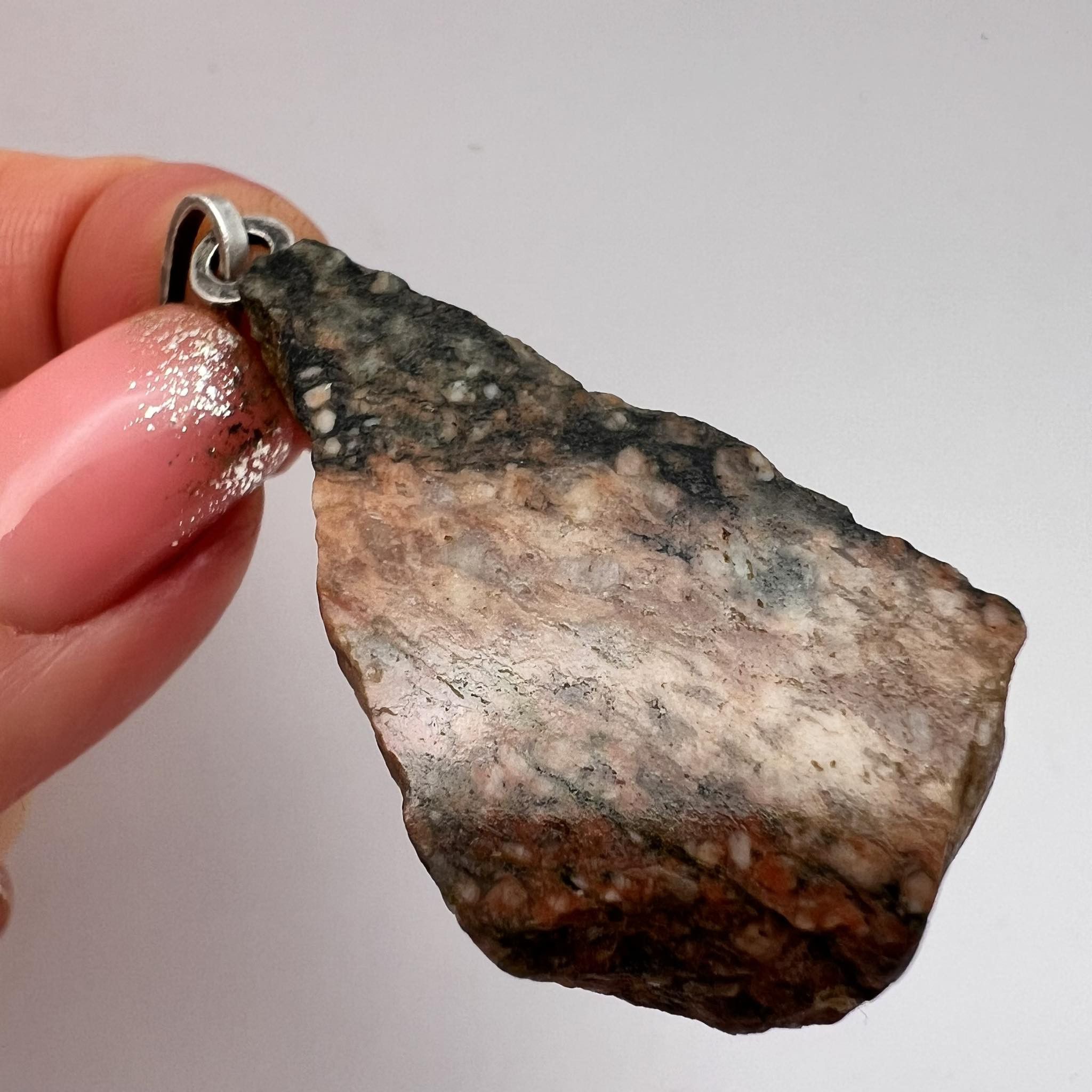 Vintage Vintage Silver 800 Women's Jewelry Pendant Natural Marble Size ONE SIZE - 4 Thumbnail