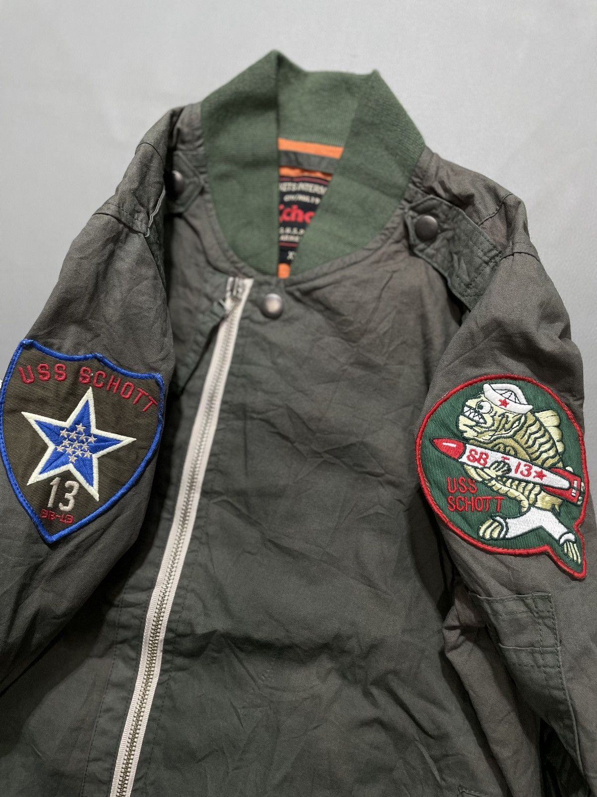 Schott Schott Flyers Bomber Military Asymmetrical Jacket Size US XS / EU 42 / 0 - 3 Thumbnail