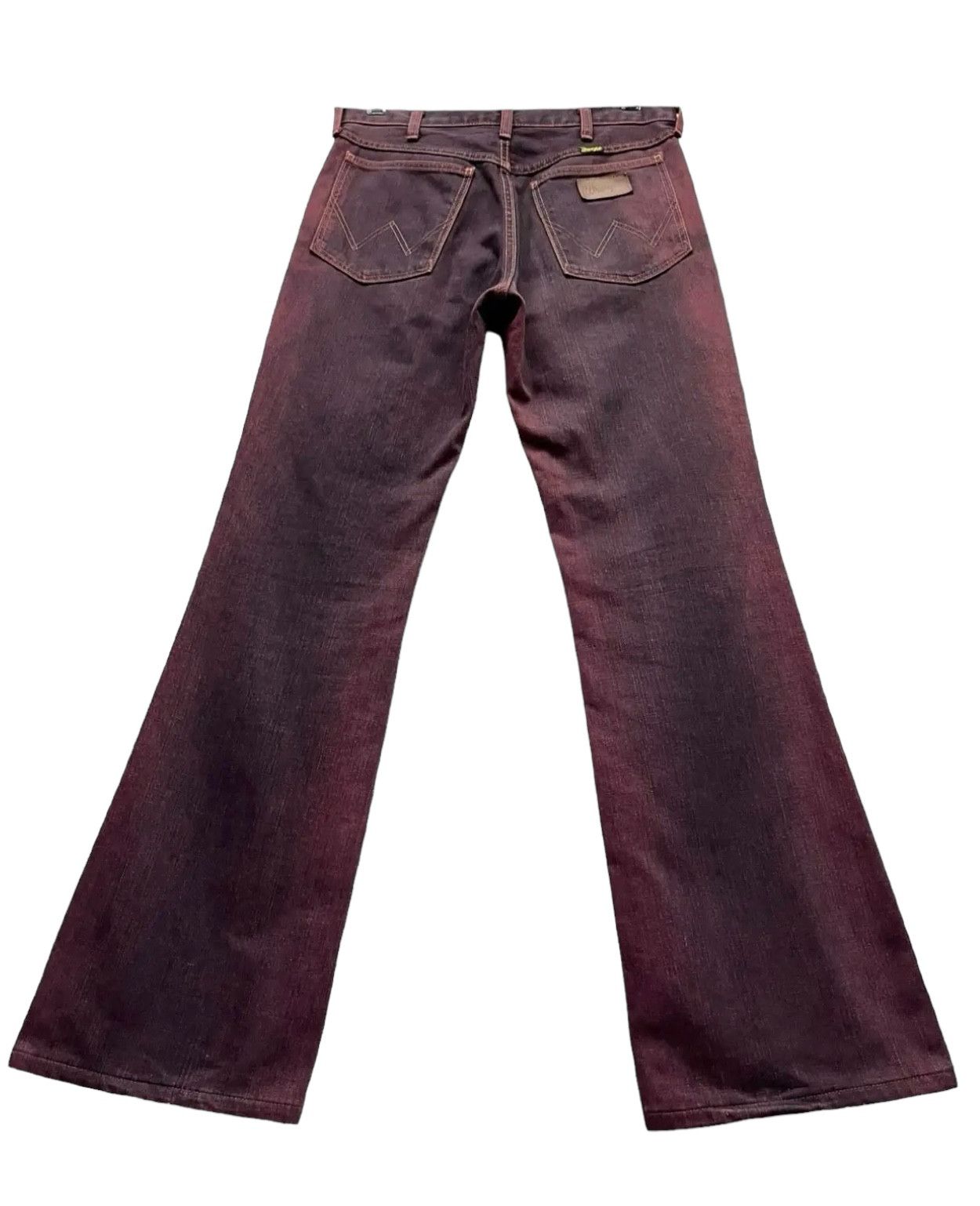 Indigo 🔥VERY RARE🔥Vintage WRANGLER Smoke Maroon Flare Denim Size US 30 / EU 46 - 2 Thumbnail