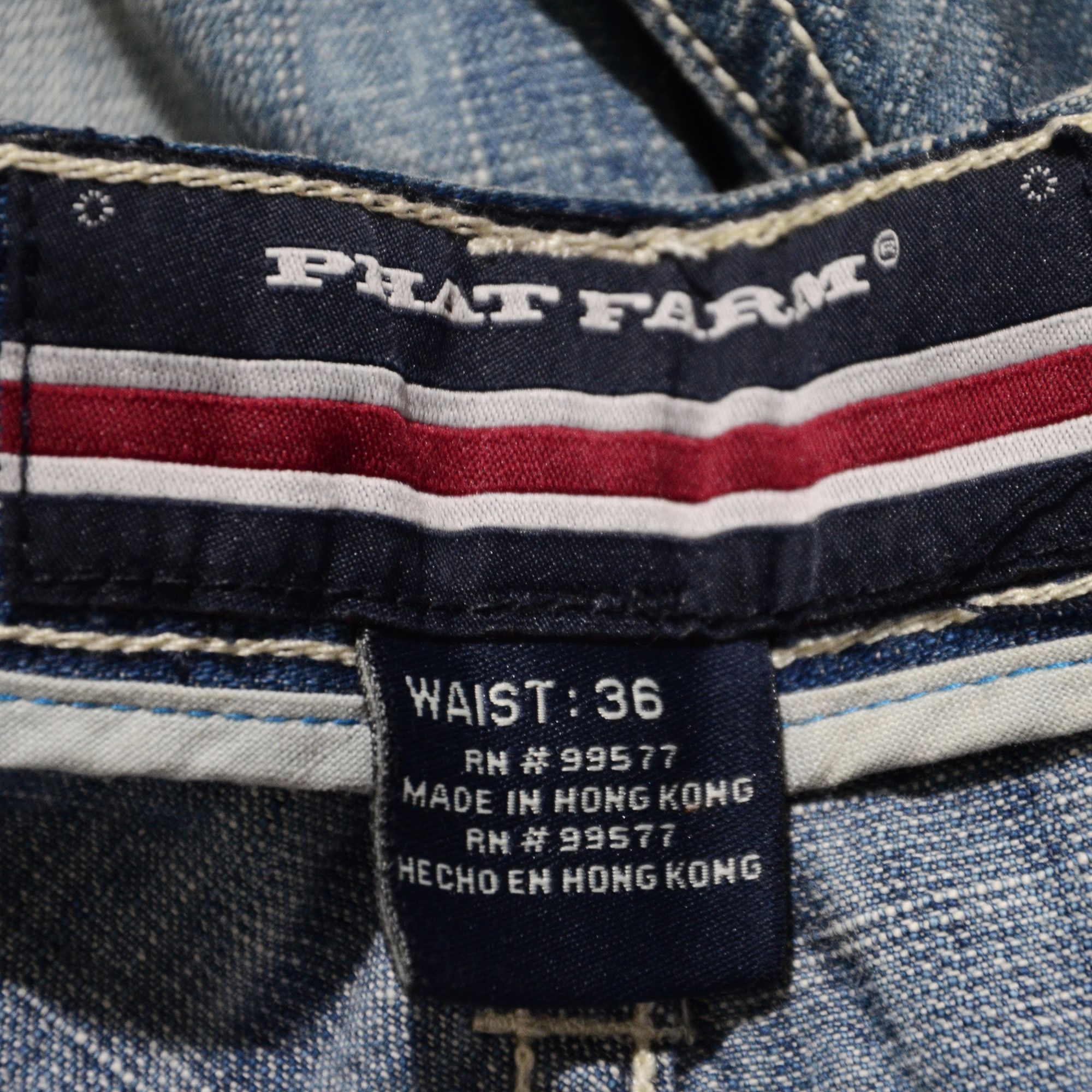 Phat Farm [Folding Color Defects] PF Denim 90s Hiphop Streetwear Size US 30 / EU 46 - 9 Thumbnail