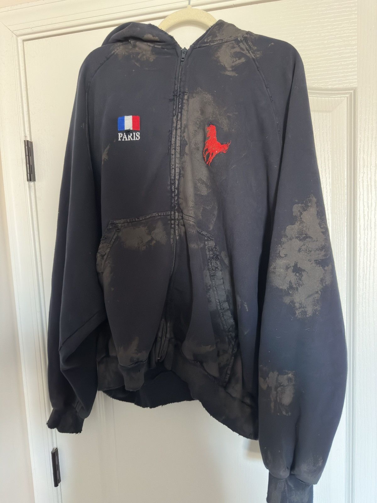 image of Balenciaga Navy Mud Polo Zip Up, Men's (Size Large)