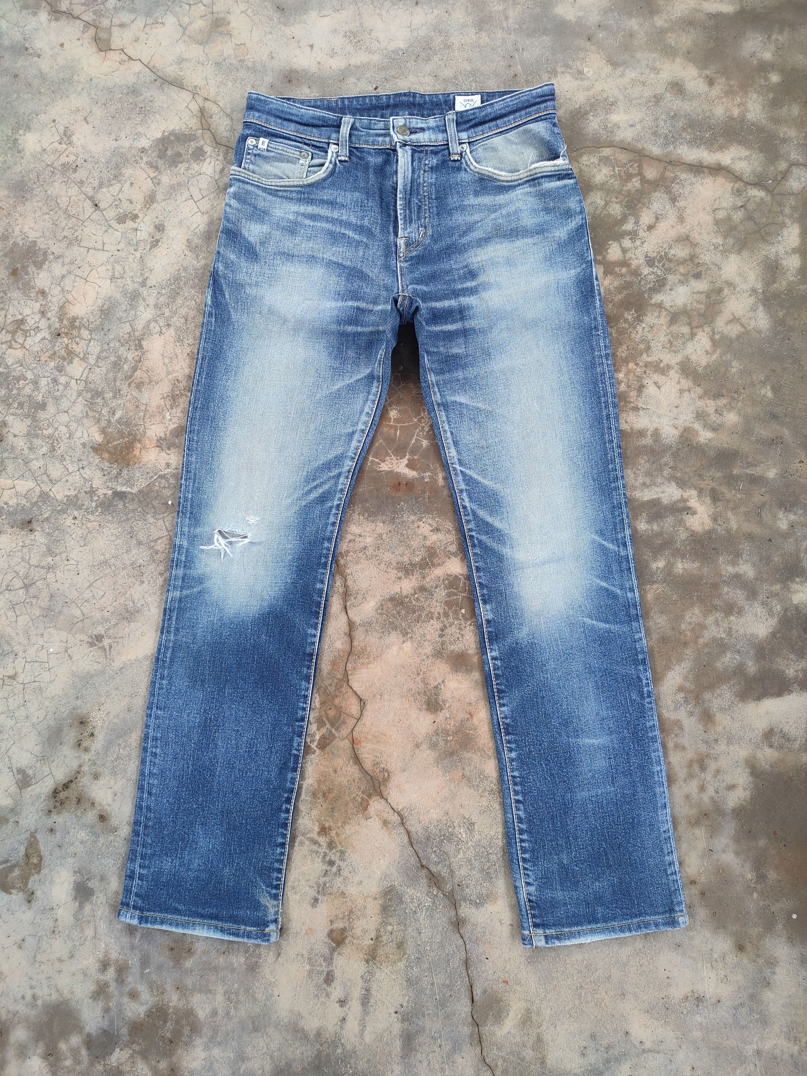 Edwin × Jean × Vintage VINTAGE EDWIN FADED RIPPED JEANS DENIM PANTS Size US 30 / EU 46 - 2 Thumbnail