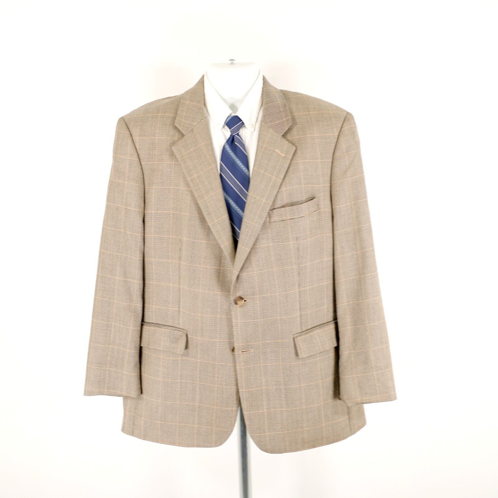 Brooks Brothers Brooks Brothers 346 Silk Wool 42R Tan Check W/ Yellow Window Size 42R - 4 Thumbnail