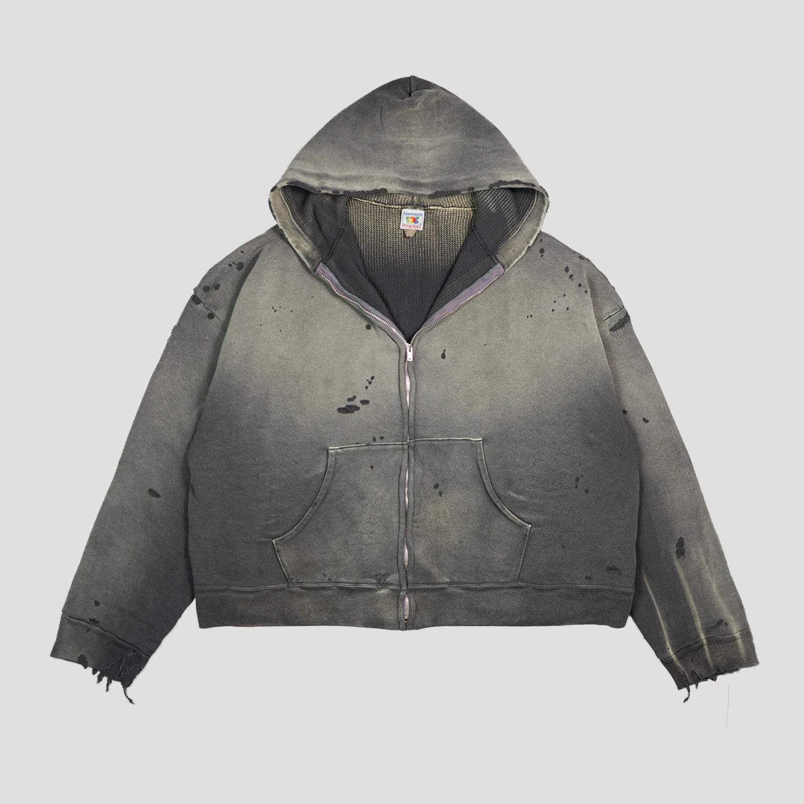Saint Michael Saint Michael Distressed Double Face Zip Up