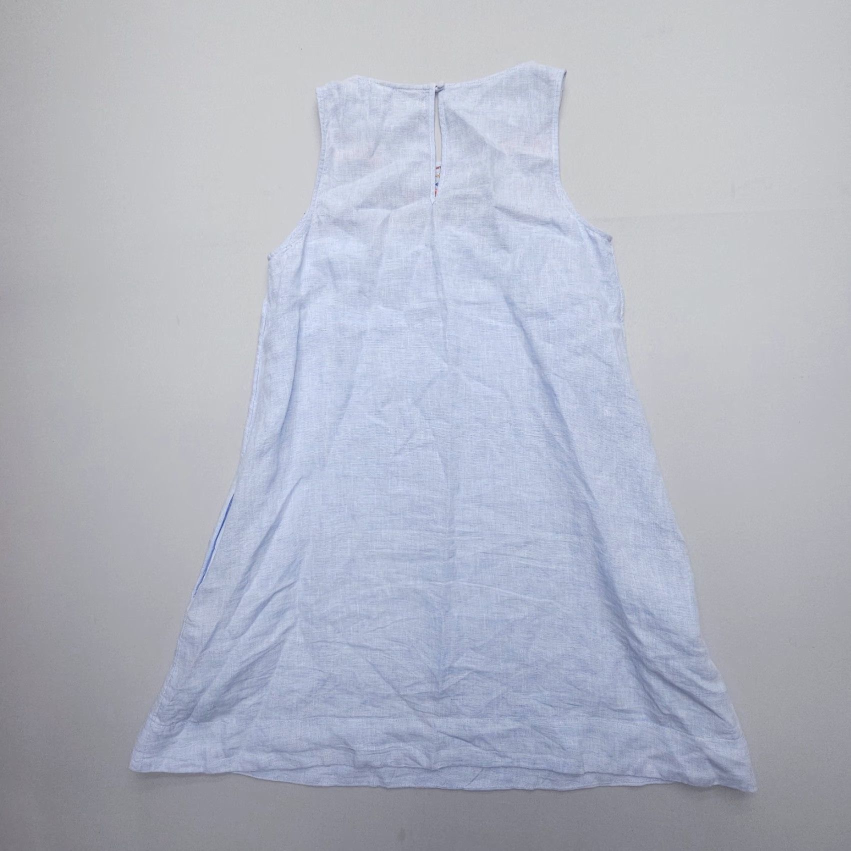 Vintage C&C California Dress Women S Blue Floral Linen Embroidered Knee Length Bohemian Beach Size S / US 4 / IT 40 - 2 Thumbnail