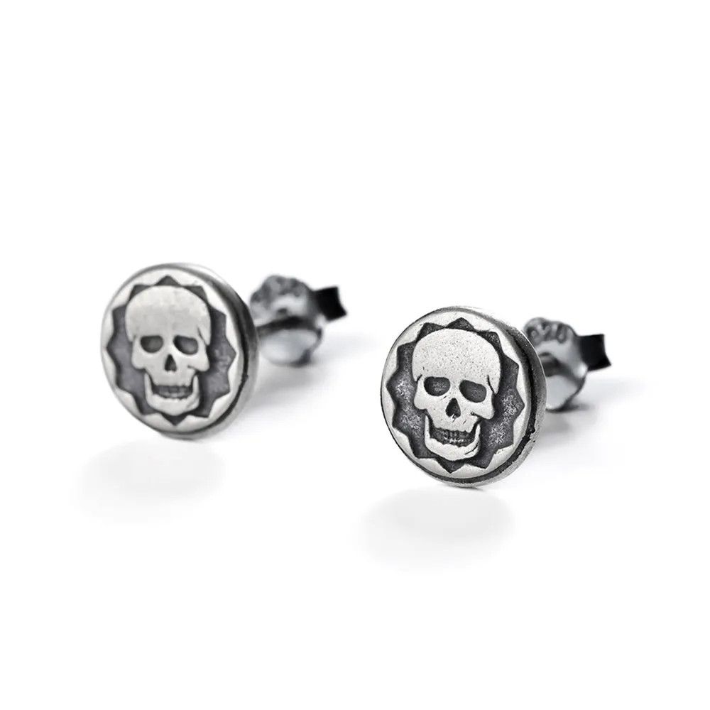 Jewelry Retro Skull Stud Earrings 925 Sterling Silver Gift Size ONE SIZE - 6 Thumbnail