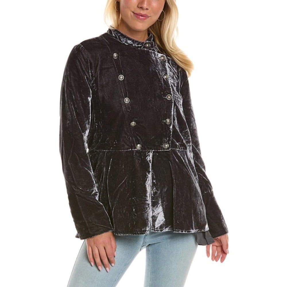 Free People NWT New $228 Free People Velvet Faye Ebony Jacket Size XS Size XS / US 0-2 / IT 36-38 - 1 Thumbnail