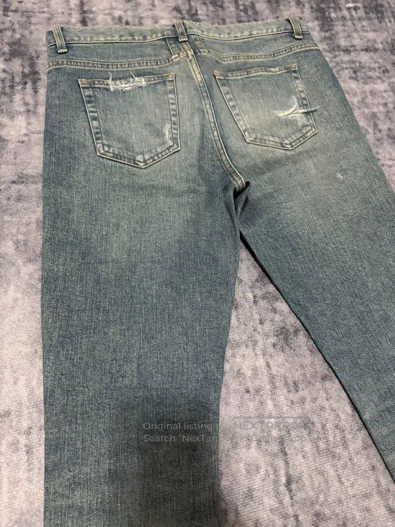 Saint Laurent Paris Saint Laurent Paris Retro Dark Blue Heavy Destroyed Jeans Size US 33 - 4 Thumbnail