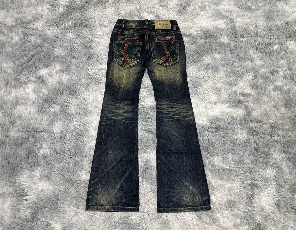 Tornado Mart 🔥Sick Y2K Lolita Exotic Vintage Denim Mud Wash Flared Zipper Size US 28 / EU 44 - 1 Thumbnail