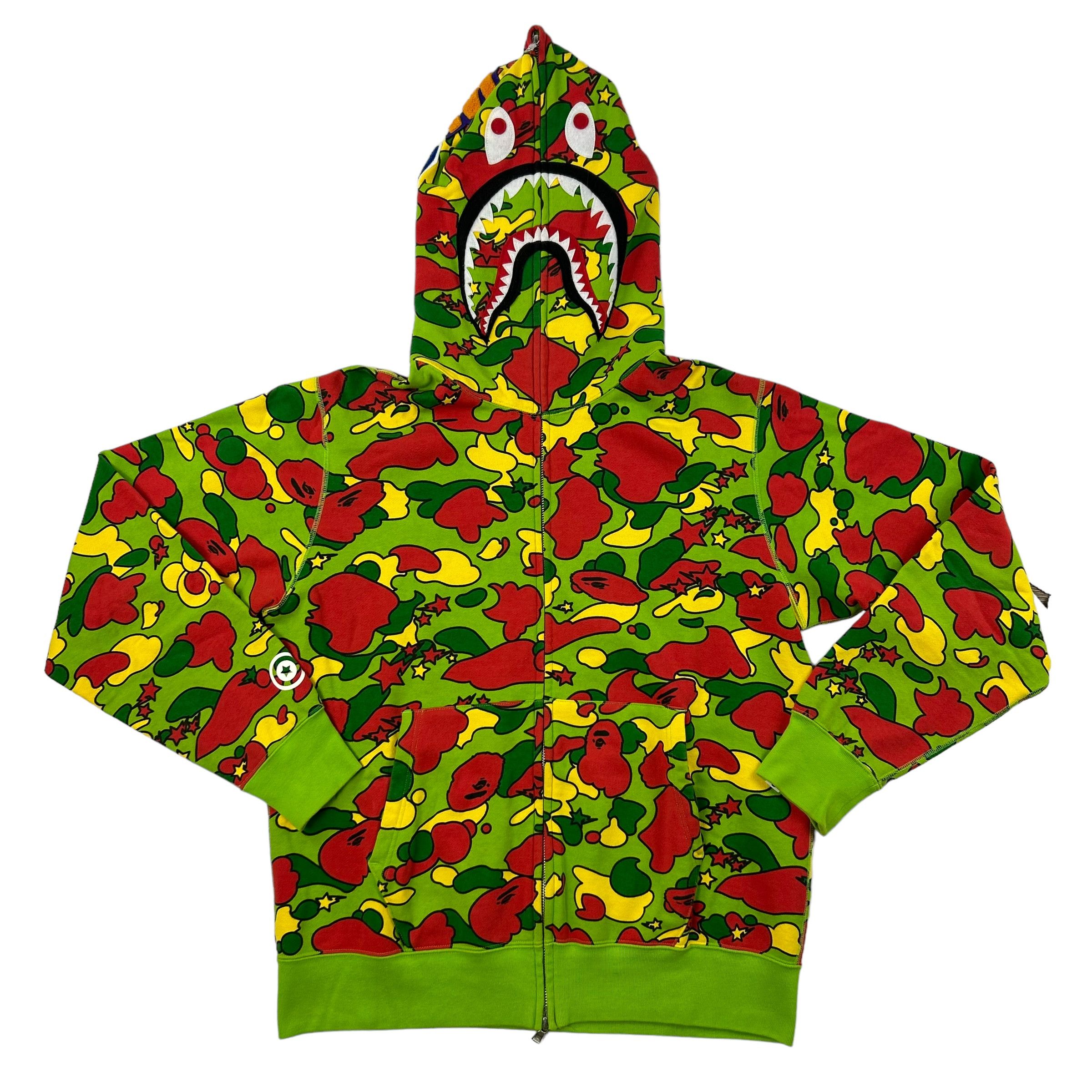 Image of Bape Psyche Camo Full Zip Shark Hoodie, Men's (Size XL)