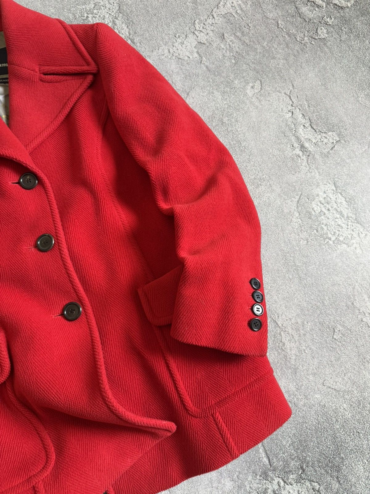 Aquascutum × Designer Aquascutum 14UK Red button up pea coat wool jacket duffle Size L / US 10 / IT 46 - 4 Thumbnail