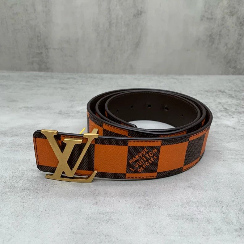 服/ファッション Louis Vuitton 2019SS Orange Monogram LV Logo Brown Belt Virgil Abloh Louis Vuitton Cinturón Shape Monogram 40MM Marrón in Coated Canvas
