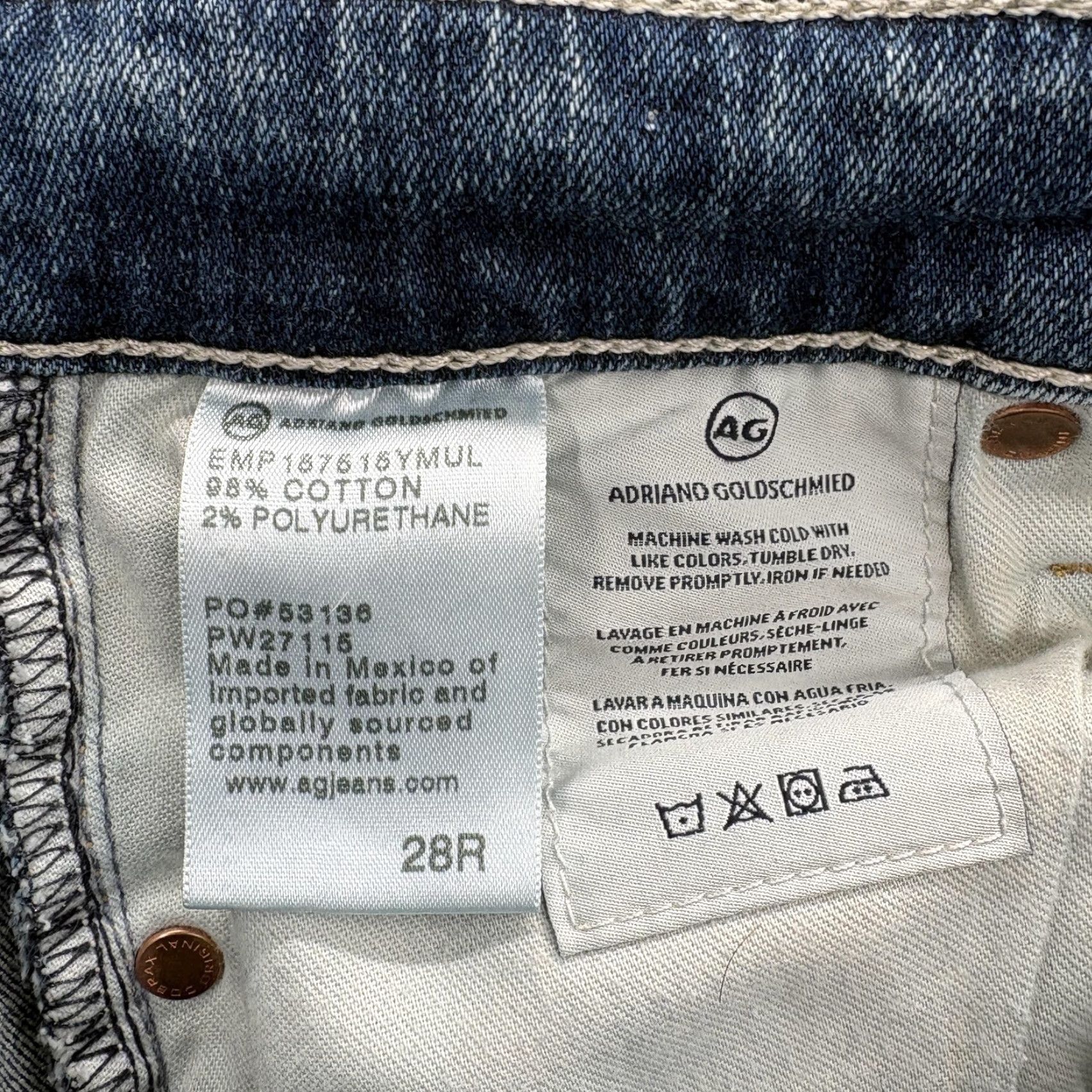 Vintage AG Adriano Goldschmied Mari High Rise Straight Jeans Womens 28 Blue Distressed Jeans Women Straight 28 Blue Distressed Size 28" / US 6 / IT 42 - 5 Thumbnail