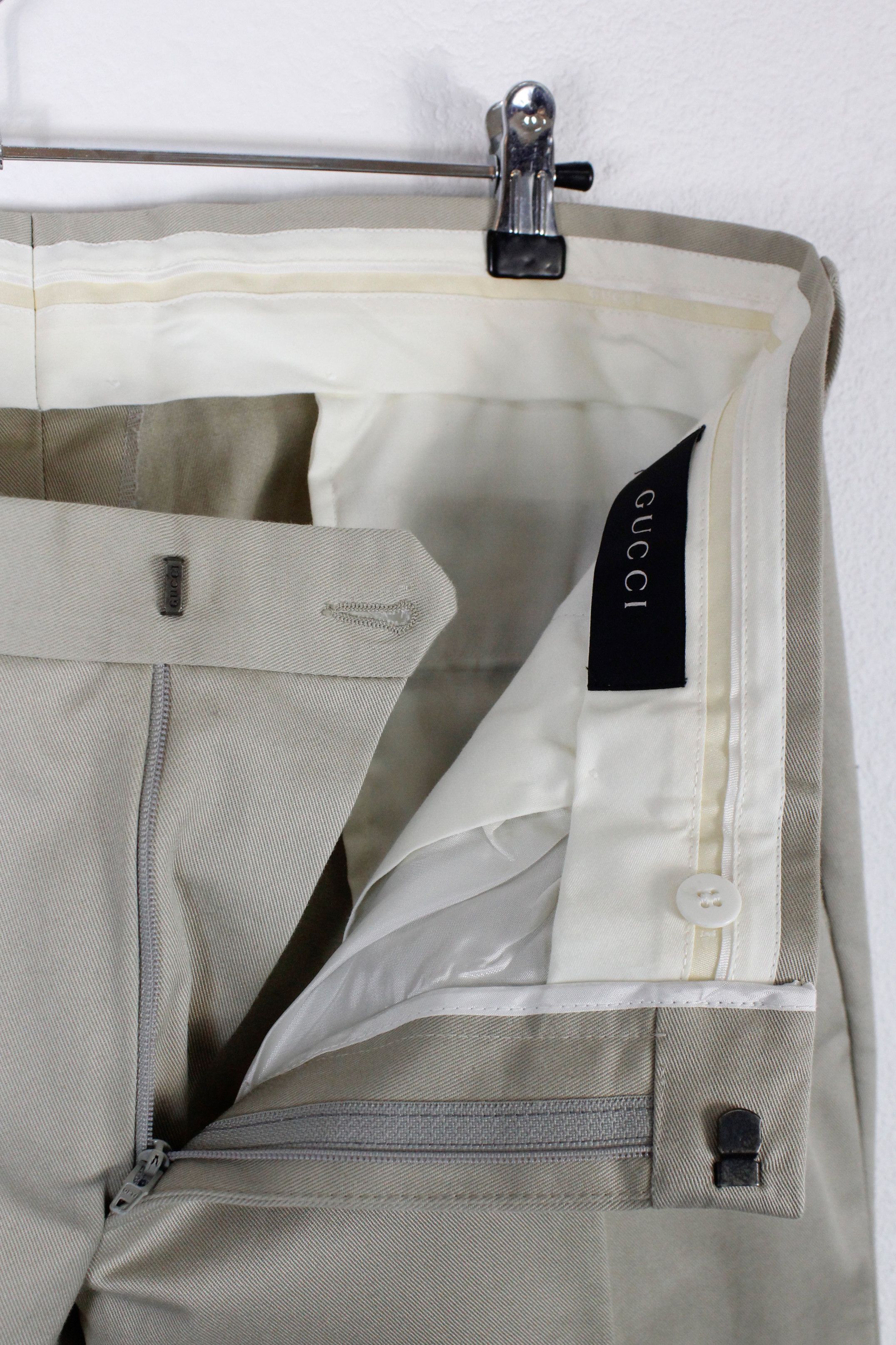 Gucci Vintage Gucci by Tom Ford Beige Twill Cotton Pants Trousers Size US 36 / EU 52 - 6 Thumbnail