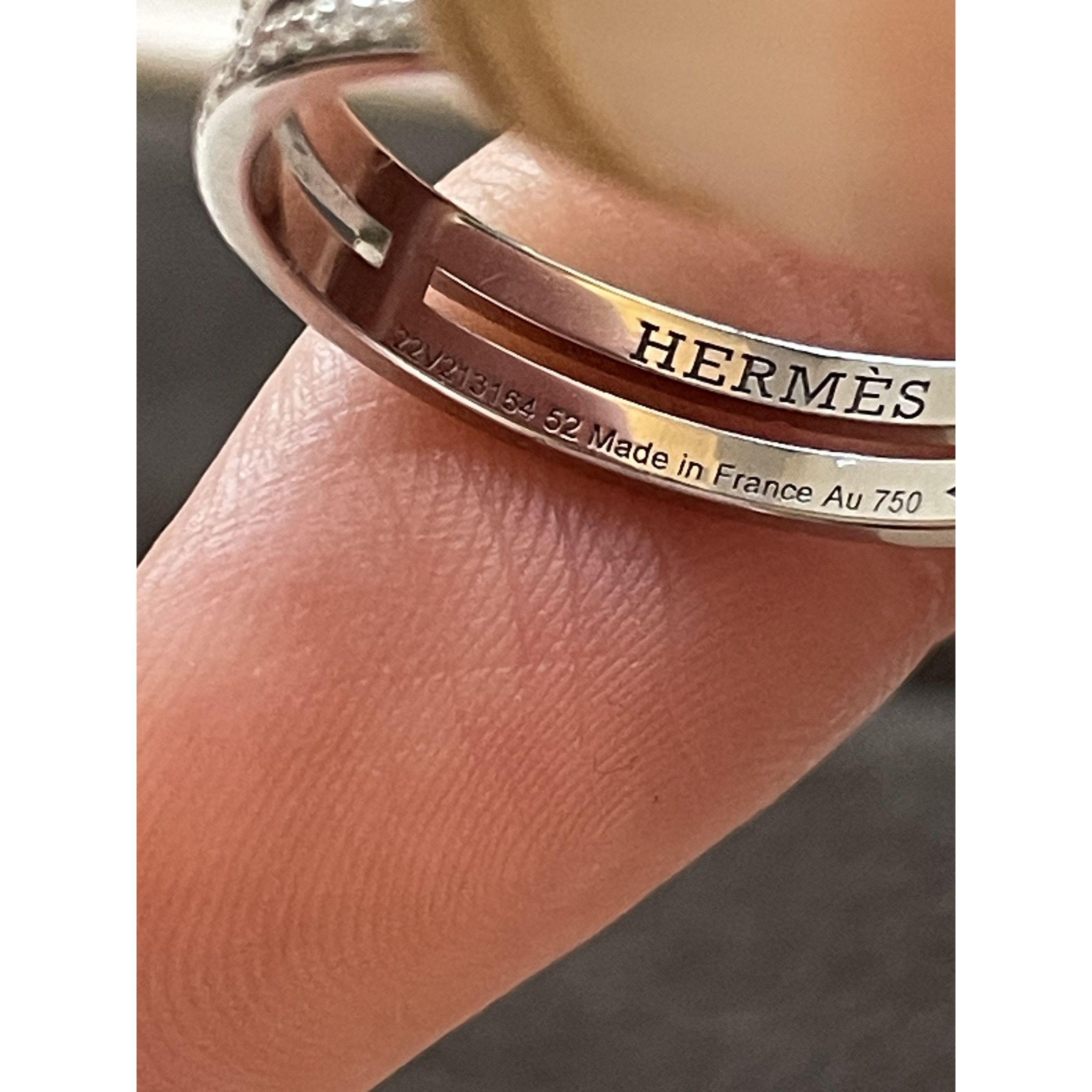 Hermes Hermès White Gold Double Band Ring With Diamond Accents Size Size ONE SIZE - 9 Thumbnail