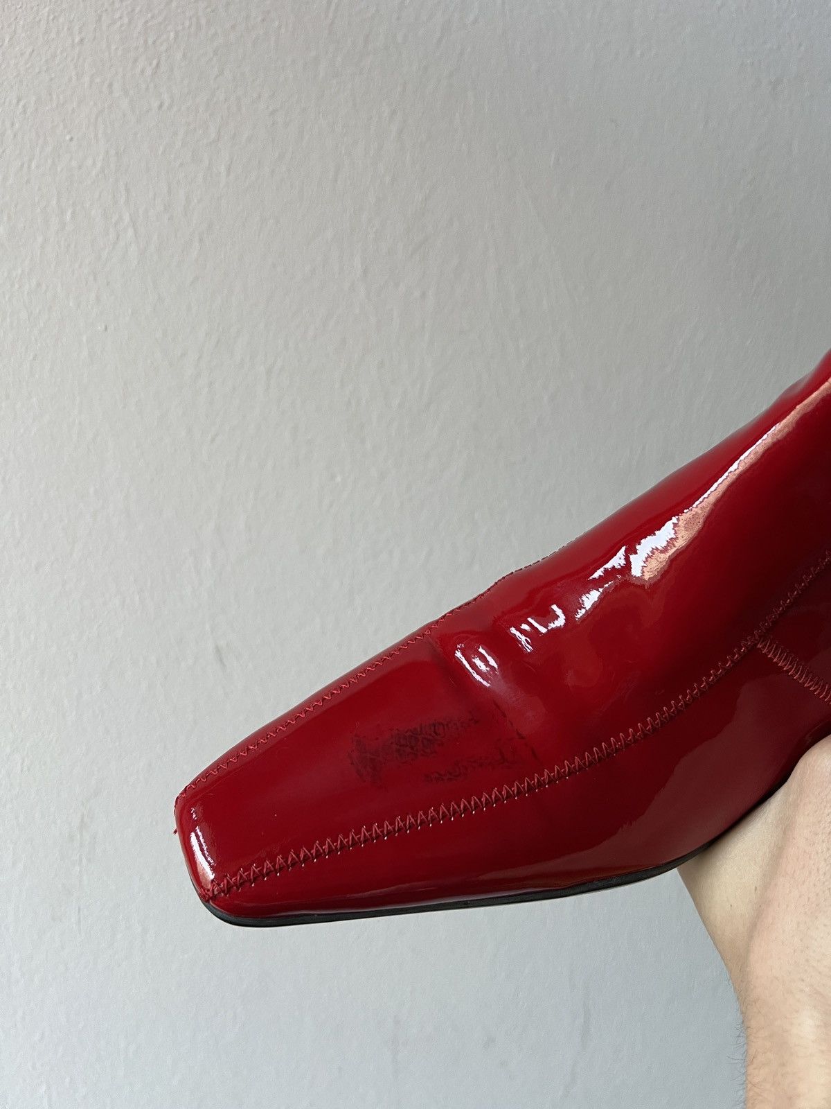Prada Prada Patent Red Leather Low Heel Boots Platforms Size US 7.5 / IT 37.5 - 15 Thumbnail
