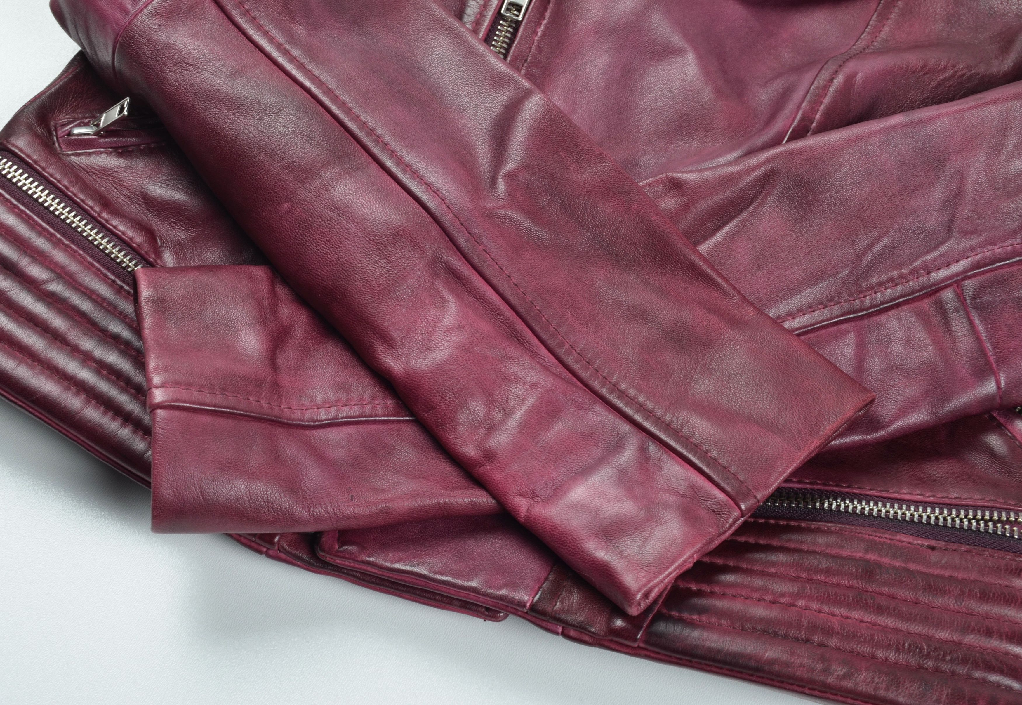 Maje Maje Burgundy Lamb Leather Biker Moto Punk Jacket Size S / US 4 / IT 40 - 6 Thumbnail