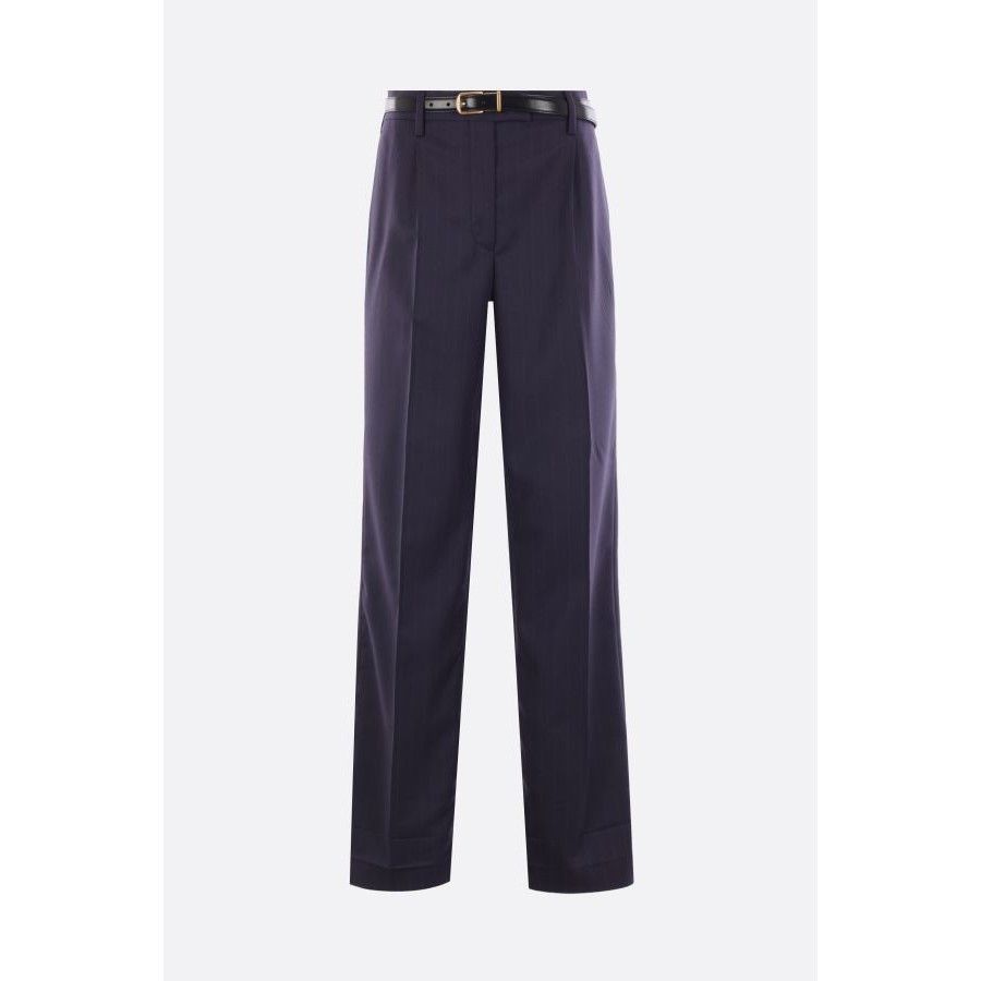 Prada PRADA Blue Pinstriped Wool Trousers With Belt New & Authenti Size 26" / US 2 / IT 38 - 1 Thumbnail