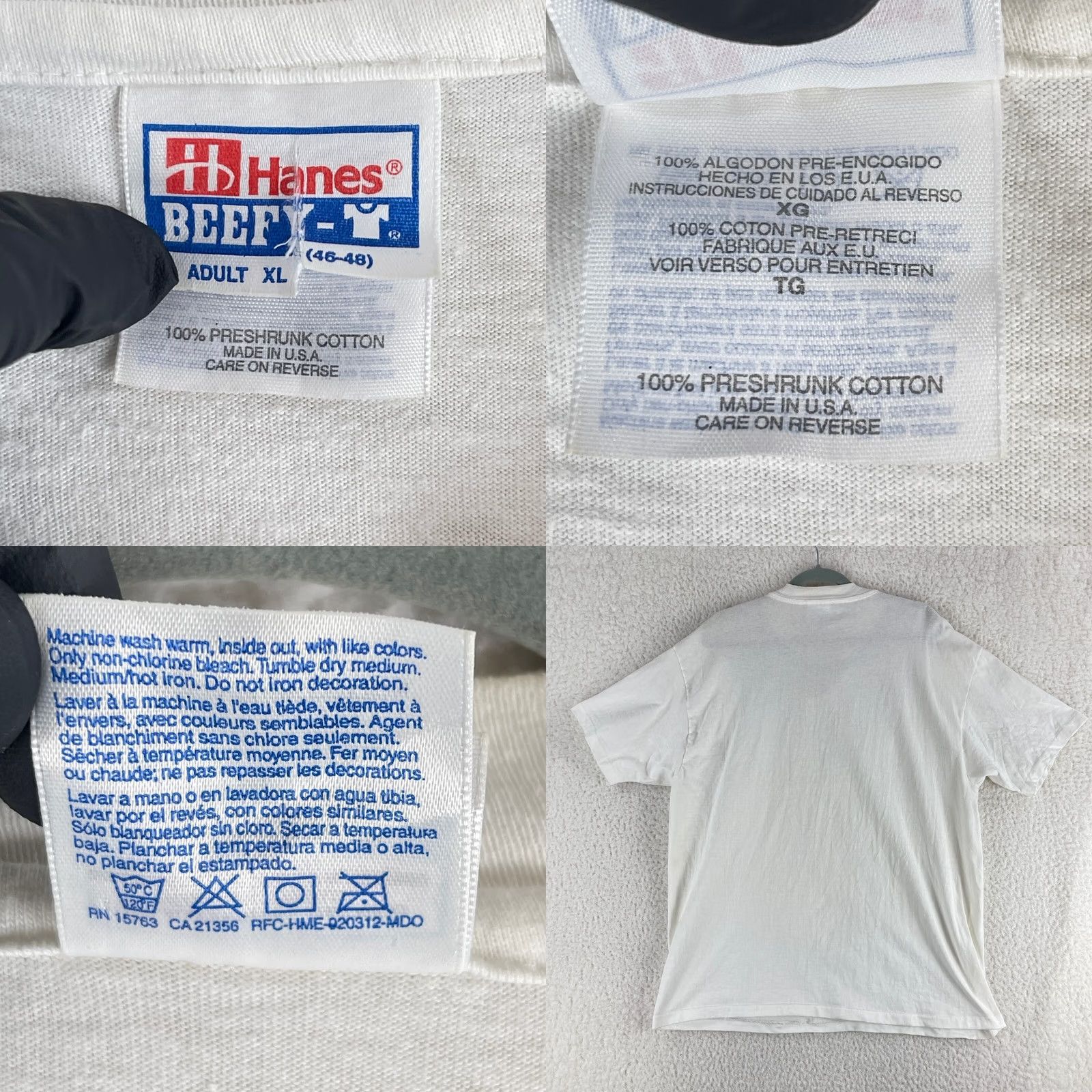 Hanes Hanes Beefy Vintage Single Stitch T-Shirt Women XL White Cotton United States Made in USA Size XL / US 12-14 / IT 48-50 - 9 Thumbnail