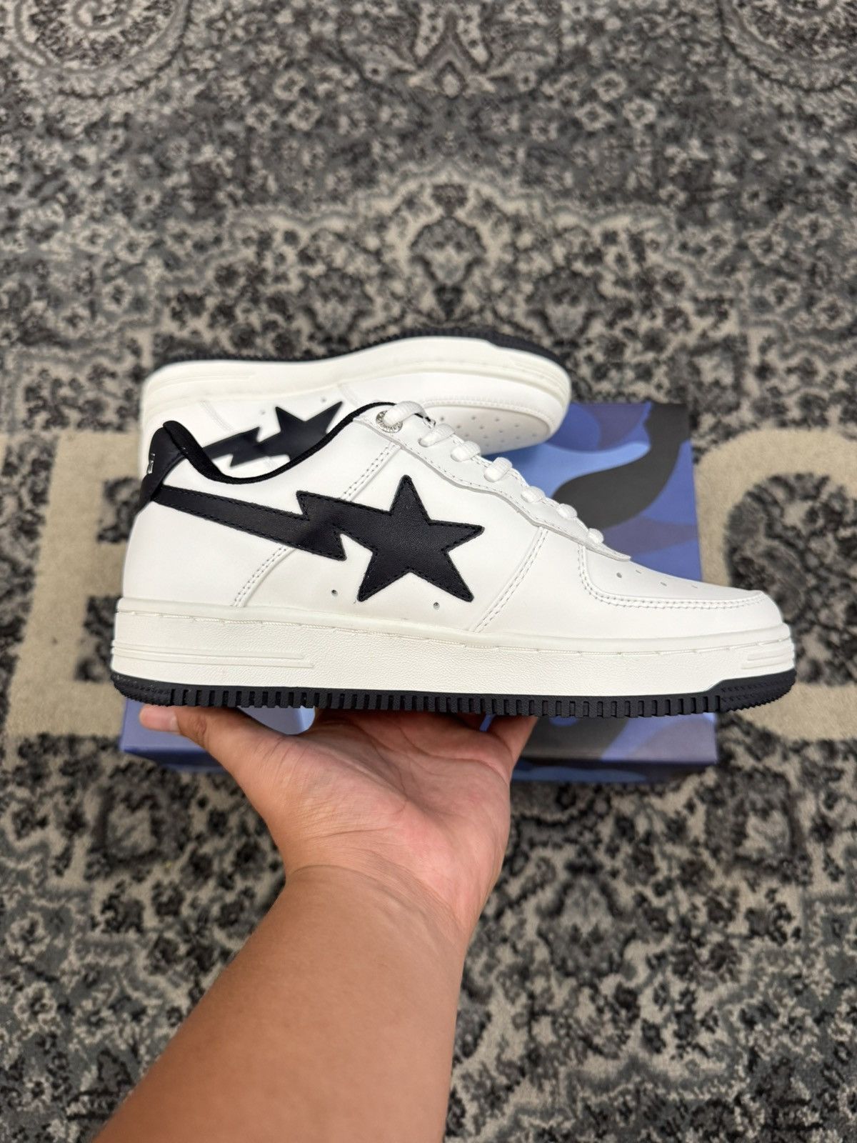 Bape × JJJJound JJJJound A Bathing Ape Bapesta White/Navy FAST SHIPPING Size US 5 / EU 37 - 4 Thumbnail