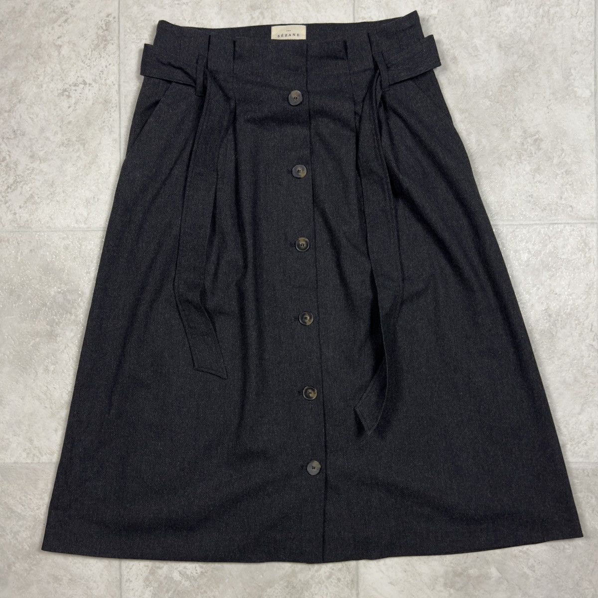 Sezane Sezane Mid-Length Wool Viscose Poly Belted Skirt Size 40 Size 28" / US 6 / IT 42 - 1 Thumbnail
