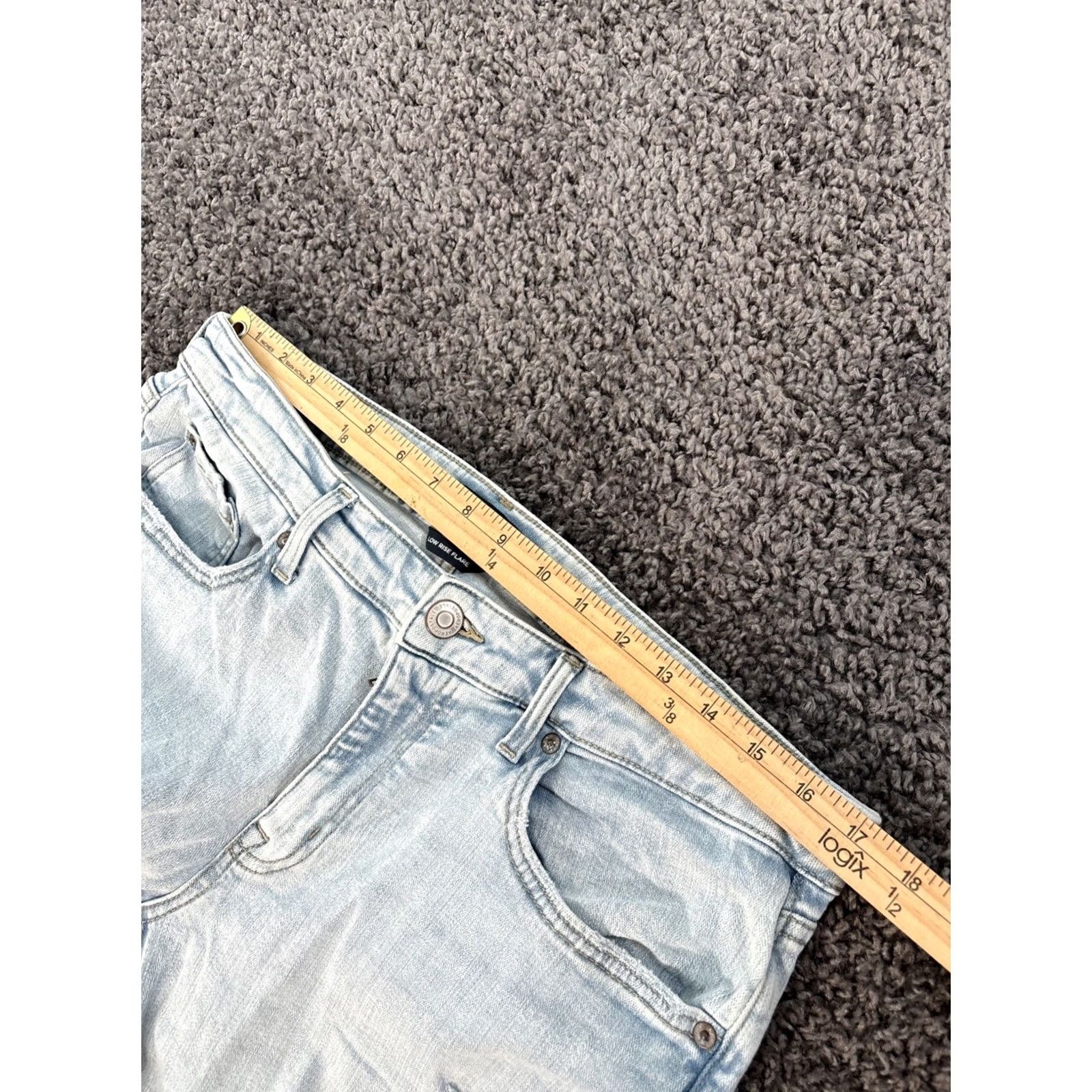 Vintage Aéropostale Jeans Distressed Light Wash Low Rise Flare 14 Regular 34x29 Womens Blue Size 36" / US 14 / IT 50 - 4 Thumbnail
