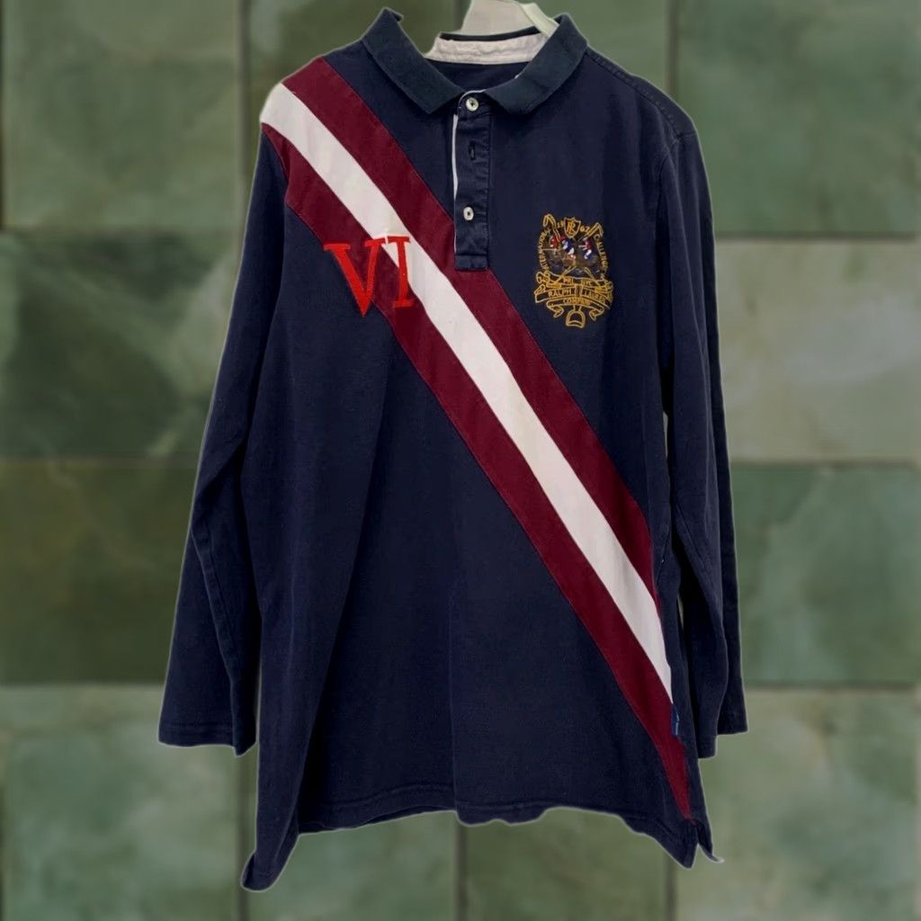 Ralph Lauren Polo Ralph Lauren Long Sleeve Polo Shirt Men's L Navy Blue Sash Crest VI 6 #223 Size US L / EU 52-54 / 3 - 1 Thumbnail