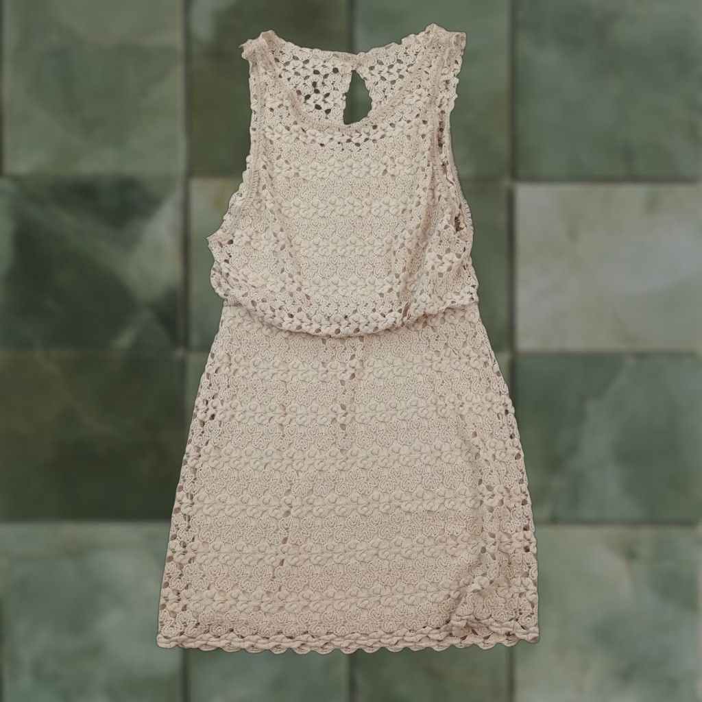 Free People Dress Adult XS Brown Sleeveless Lace Casual Knee Length Tank  Dress Womens