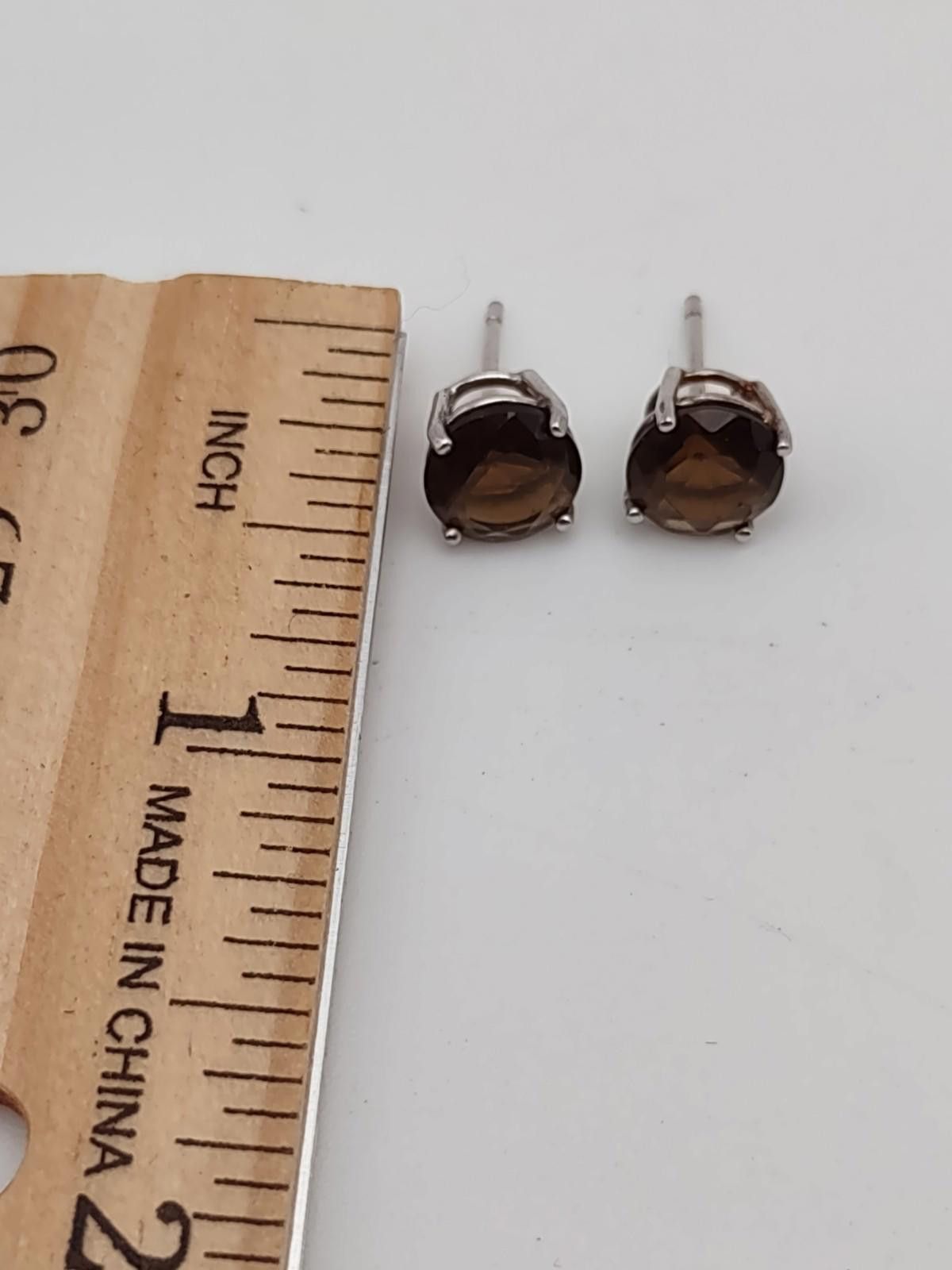 The Unbranded Brand Sterling Smoky Quartz Stud Earrings 925 Round Size ONE SIZE - 4 Thumbnail