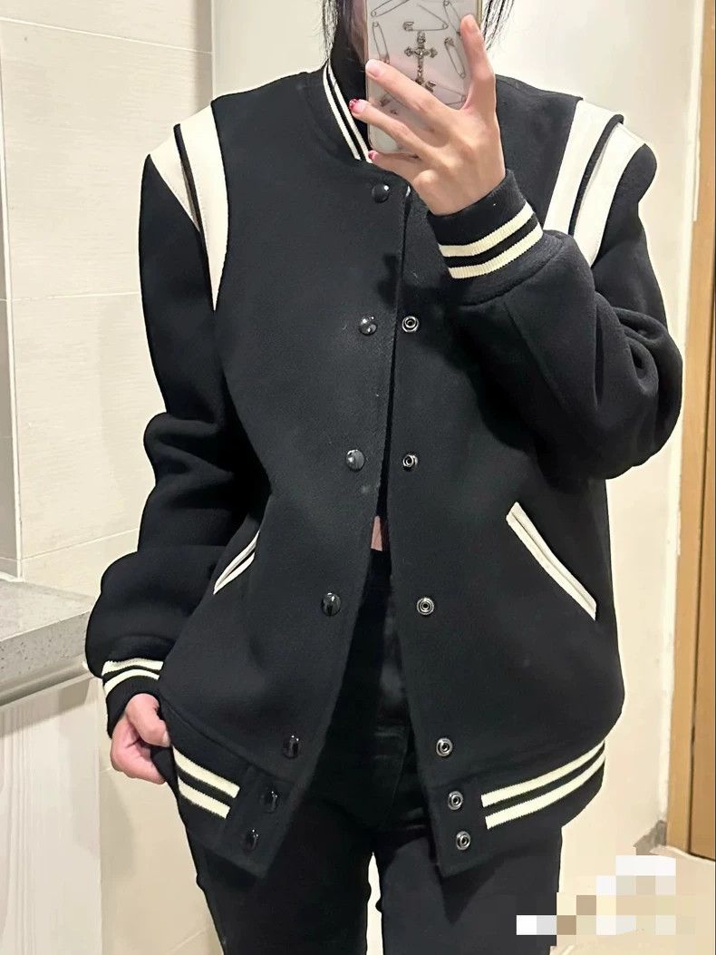 Saint Laurent Paris Saint Laurent Black and White Baseball Jacket- DMC Size US L / EU 52-54 / 3 - 1 Thumbnail