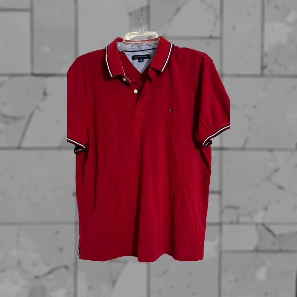 Tommy Hilfiger Tommy Hilfiger Men's Polo Red Regular Fit Wicking Performance Pique Solid L Size US L / EU 52-54 / 3 - 1 Thumbnail