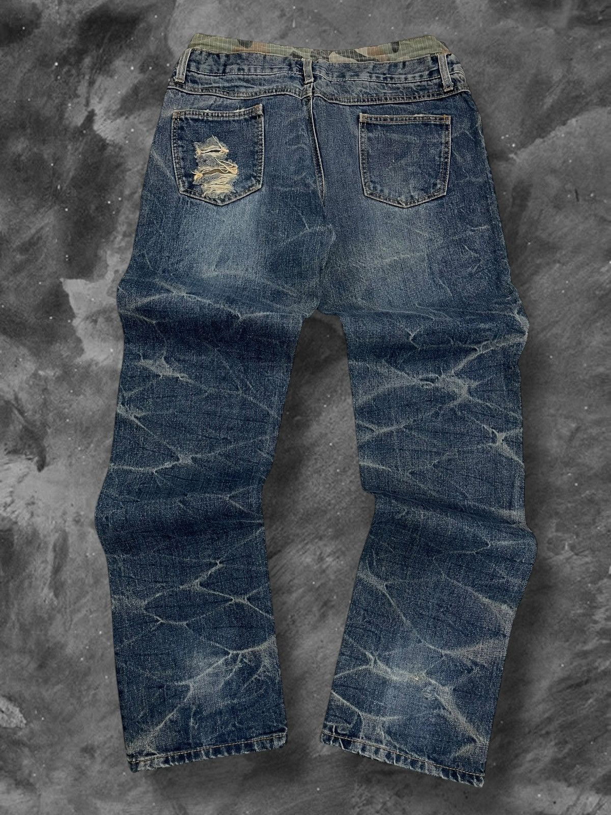Japanese Brand Vintage 1990s Japan Co&Lu Double Waist War Distressed Denim Size US 30 / EU 46 - 8 Thumbnail