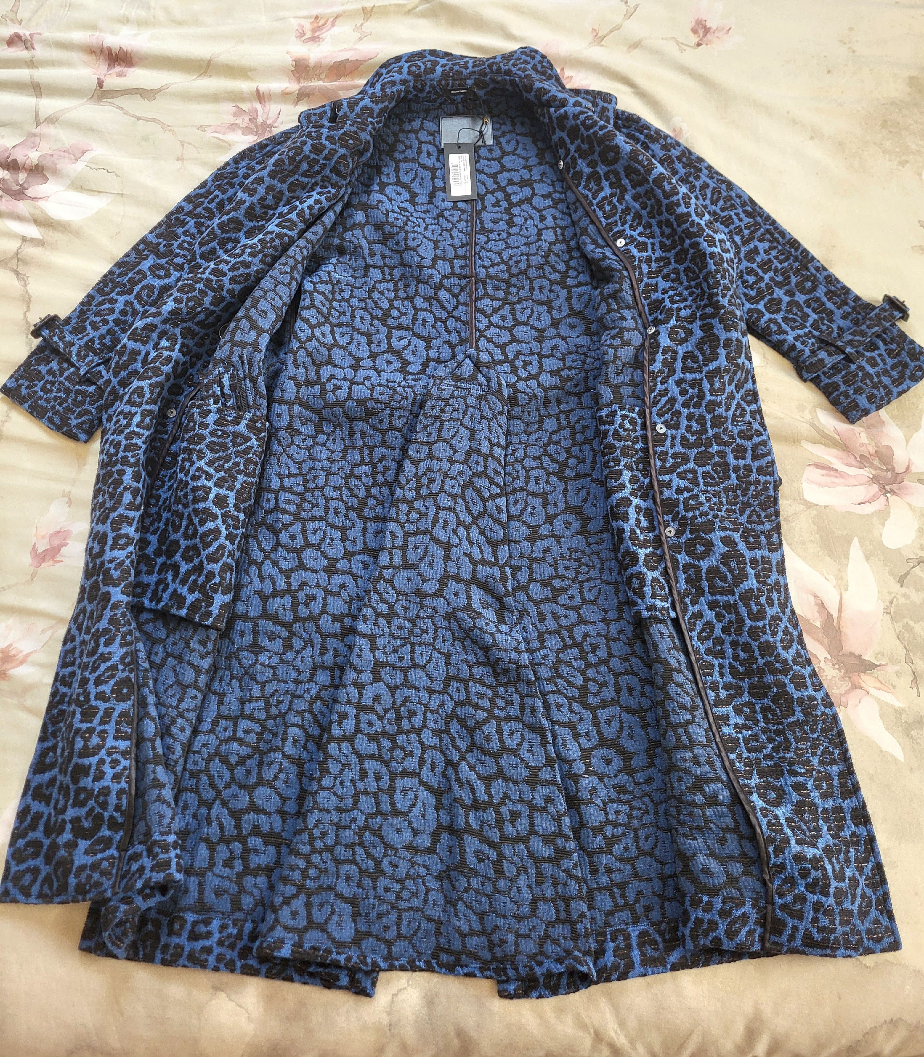 R13 Blue Leopard Print Women's Trench Coat - brand new with tags Size M / US 6-8 / IT 42-44 - 3 Thumbnail