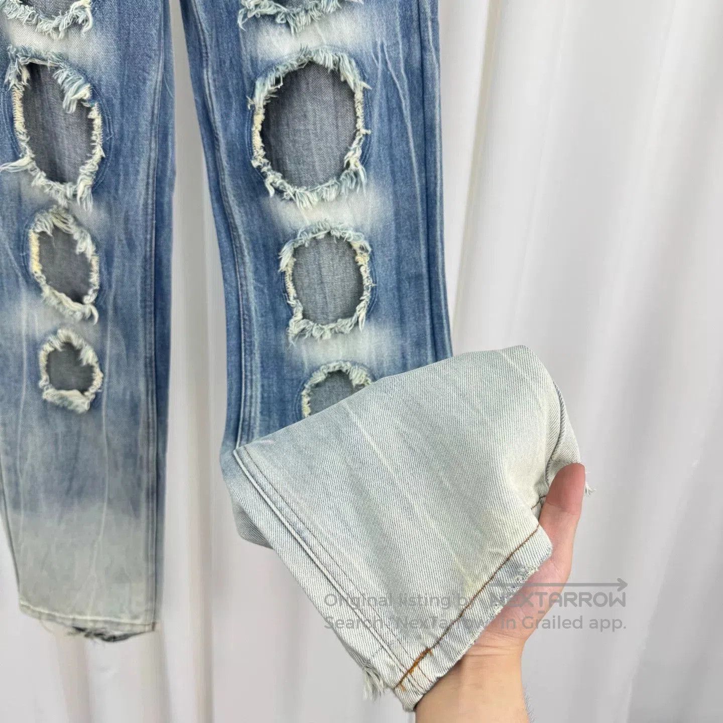 RUIbuilt Rui Distressed Raw Hem Washed Denim Pants. Size 27" / US 4 / IT 40 - 4 Thumbnail