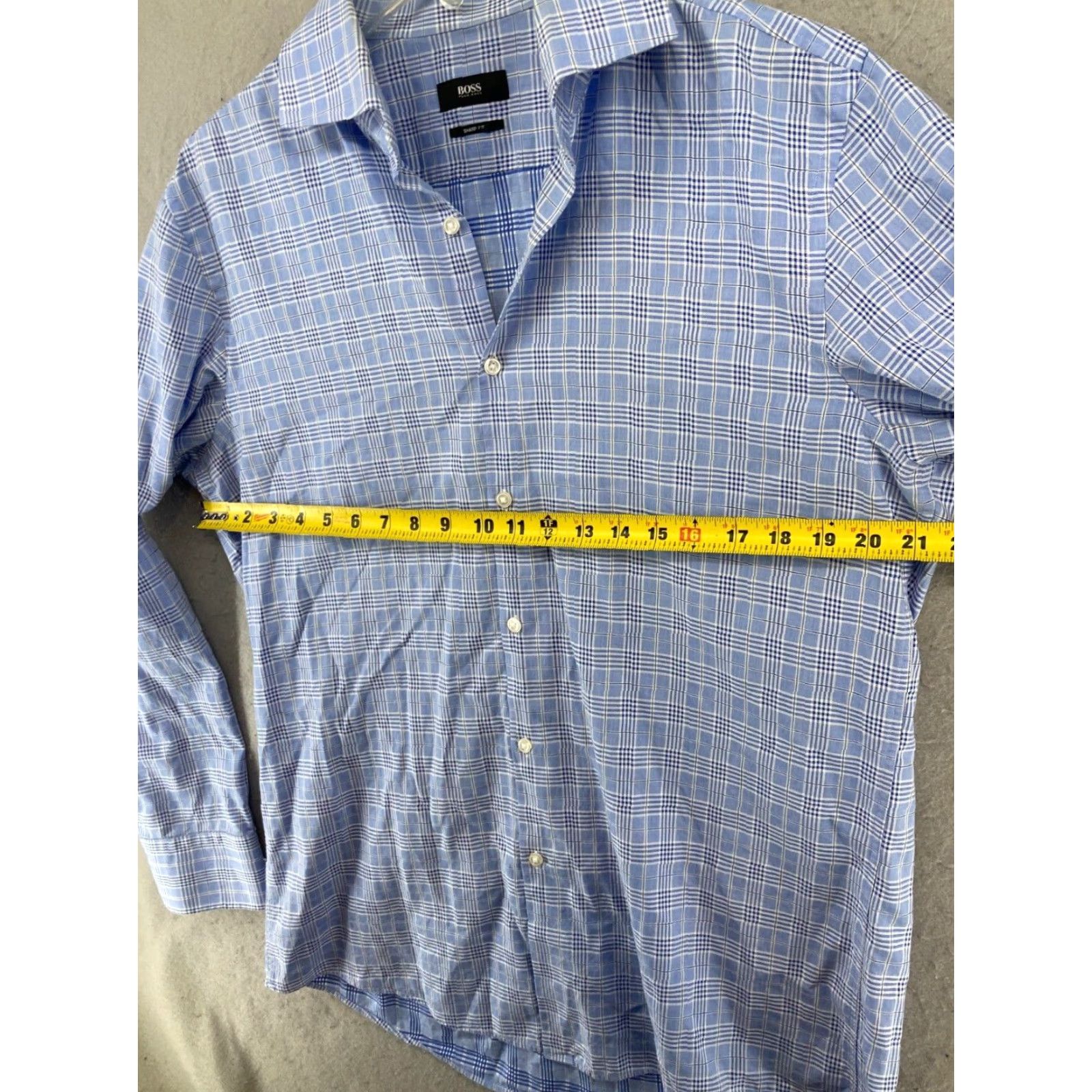Hugo Boss VINTAGE Boss Hugo Boss Mens Shirt 16 Blue Plaid Long Sleeve Preppy Size US L / EU 52-54 / 3 - 2 Thumbnail