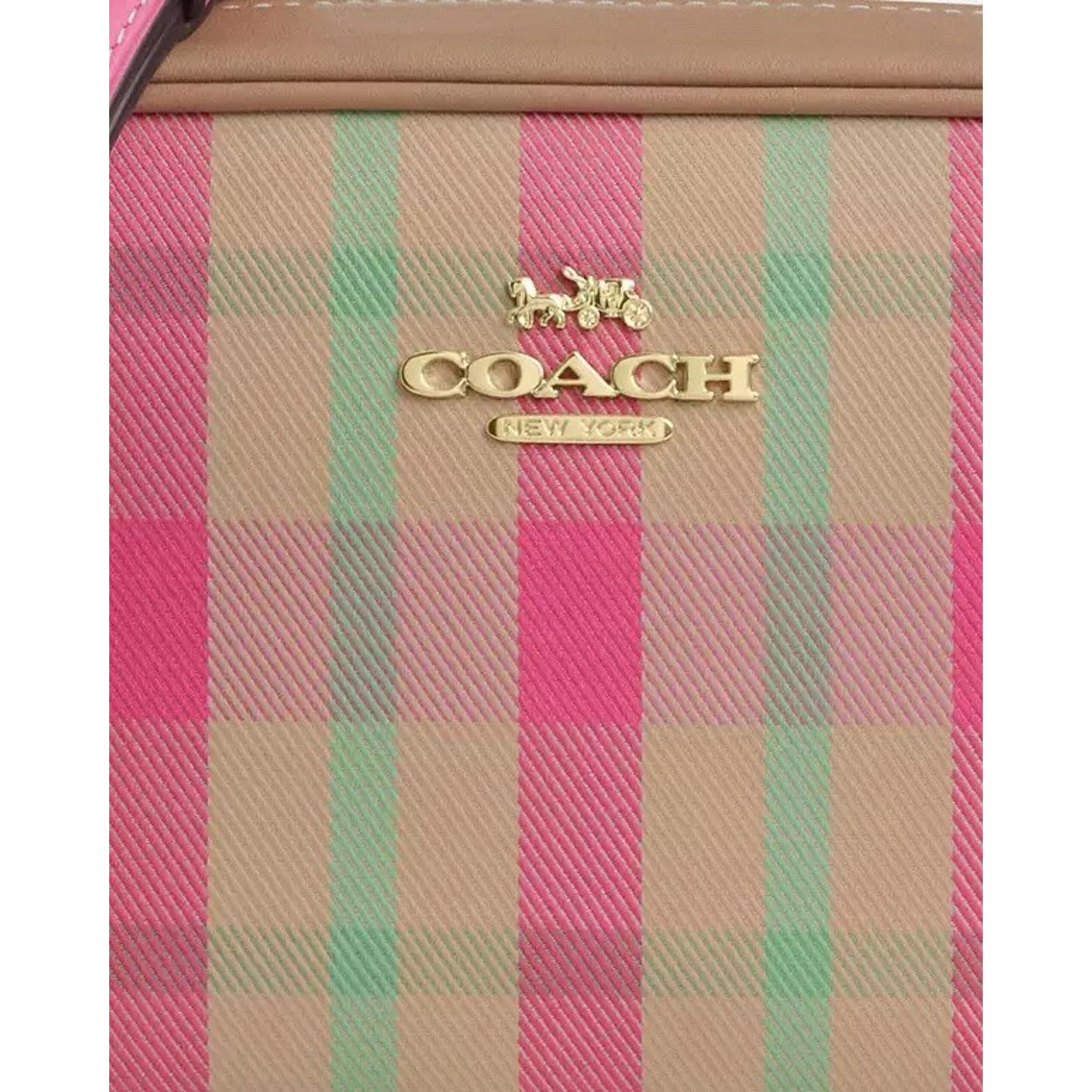 Coach NWT COACH Mini Jamie Camera Bag Plaid CBM37 Gold/Pink Size ONE SIZE - 10 Thumbnail