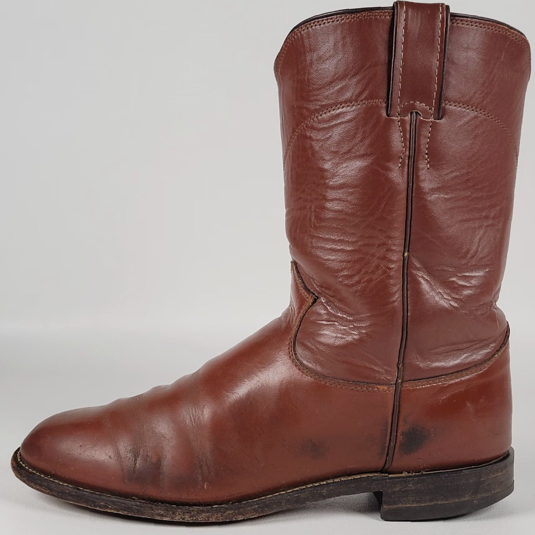Justin Boots Justin Boots Western Boots Men 9.5 EE Brown Round Toe Pull On Mid-Calf Leather Lining Leather Insole Cowboy Western Style Vintage No Size US 10 / EU 43 - 7 Thumbnail