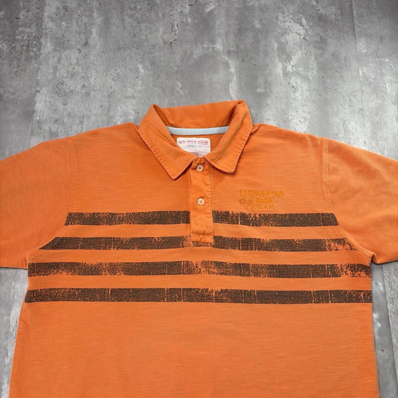 U.S. Polo Assn. Y2K Orange U.S. Polo Assn Grunge Striped Skater Polo Shirt Size US L / EU 52-54 / 3 - 3 Thumbnail