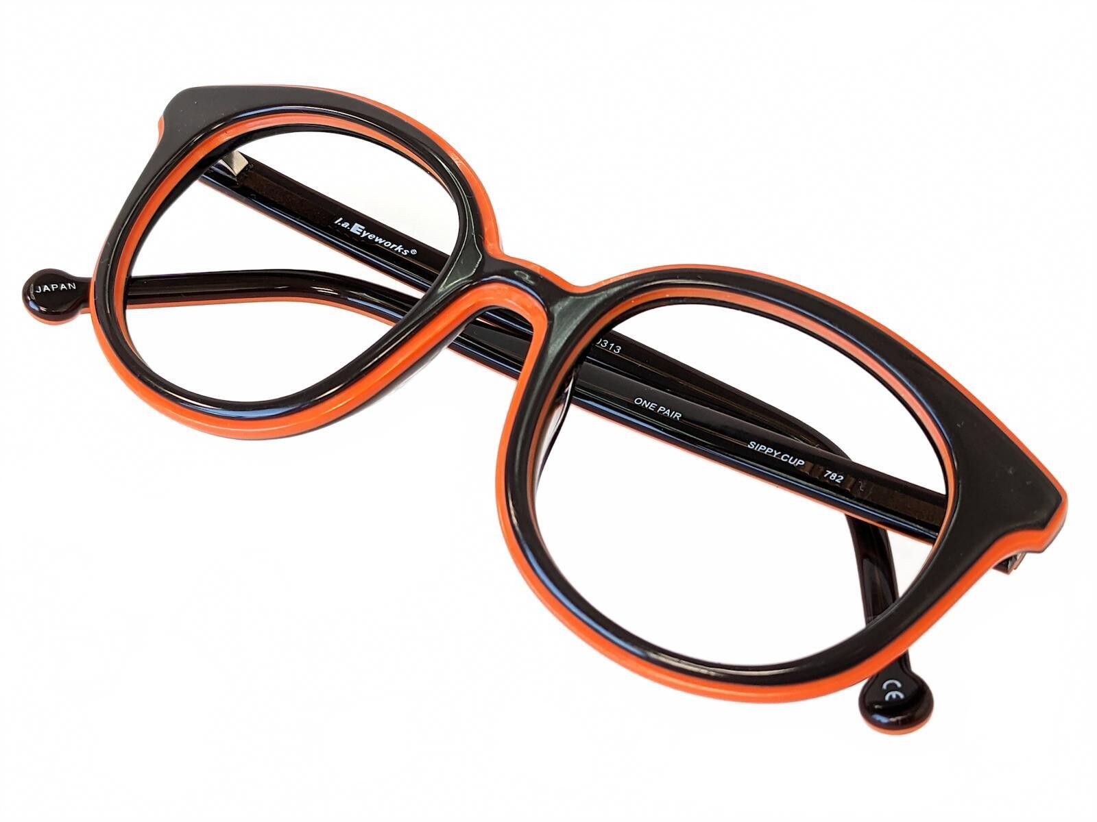 l.a.Eyeworks L.A.Eyeworks Sippy Cup 782 Eyeglasses Japan Orange Round Size ONE SIZE - 7 Thumbnail