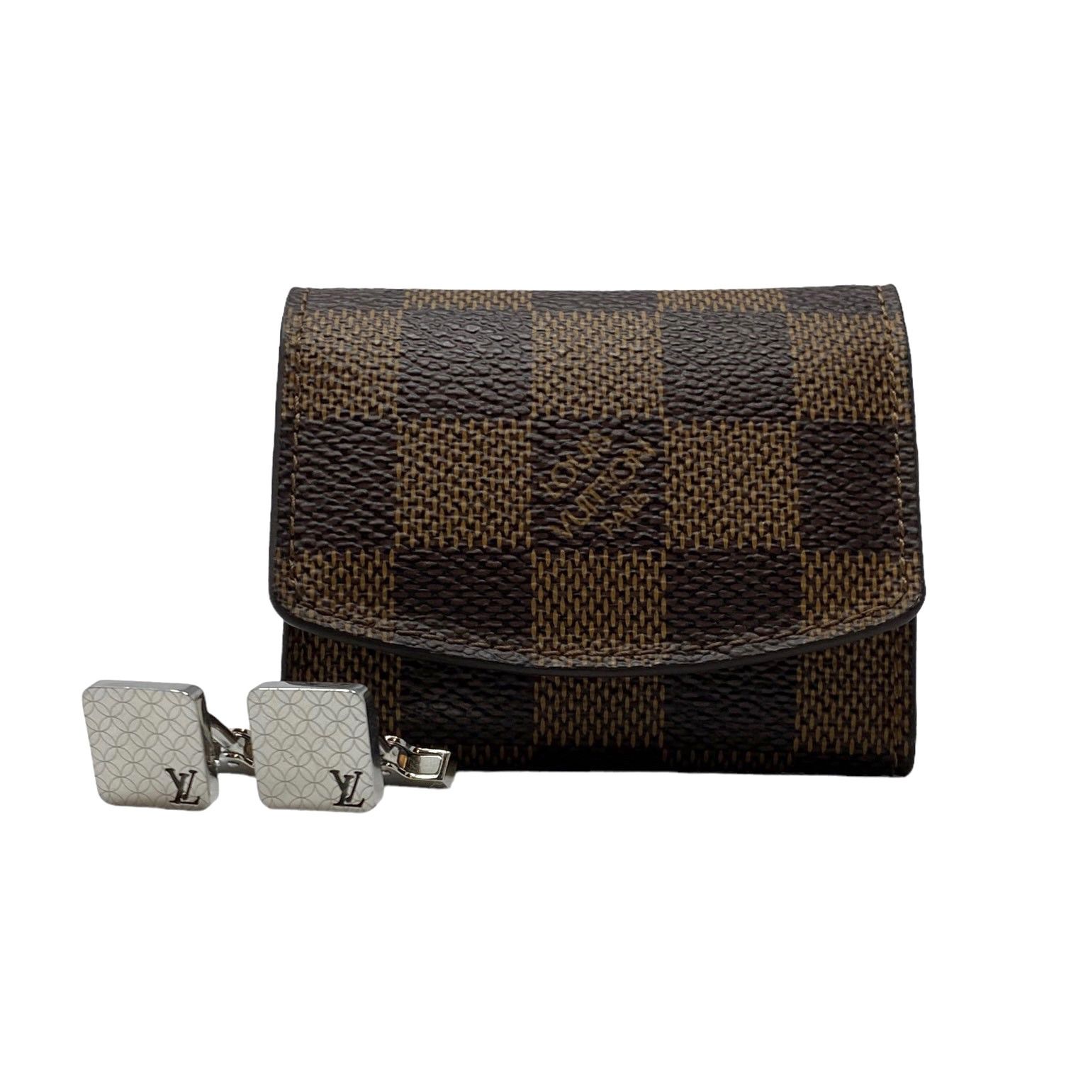 Louis Vuitton Champs Elysees Cufflinks & Tie Clip W/ Leather Pouch