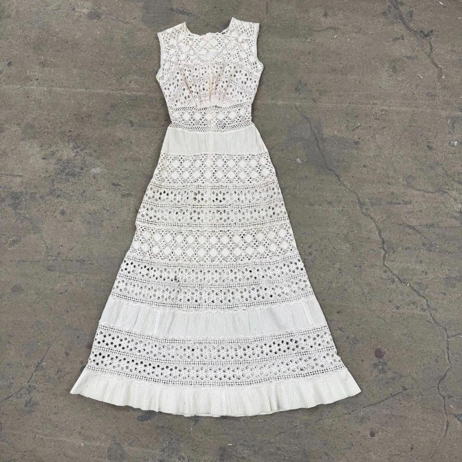 Other Antique Edwardian Lace Dress White Cotton Bridal Size S / US 4 / IT 40 - 2 Thumbnail