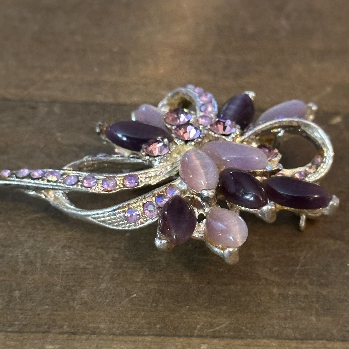 Vintage Vintage purple gemstone floral brooch Size ONE SIZE - 6 Thumbnail