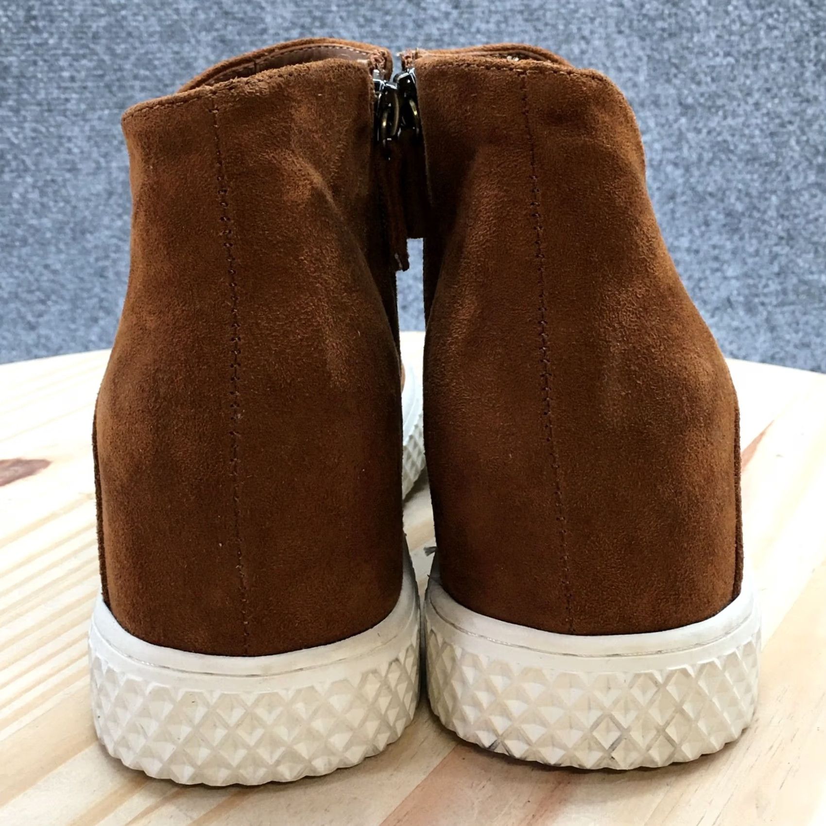 Vintage Aerosoles Bootie Womens 8 M Zirah Side Zip Hidden Wedge Brown Fabric Suede Boots Size US 8 / IT 38 - 7 Thumbnail
