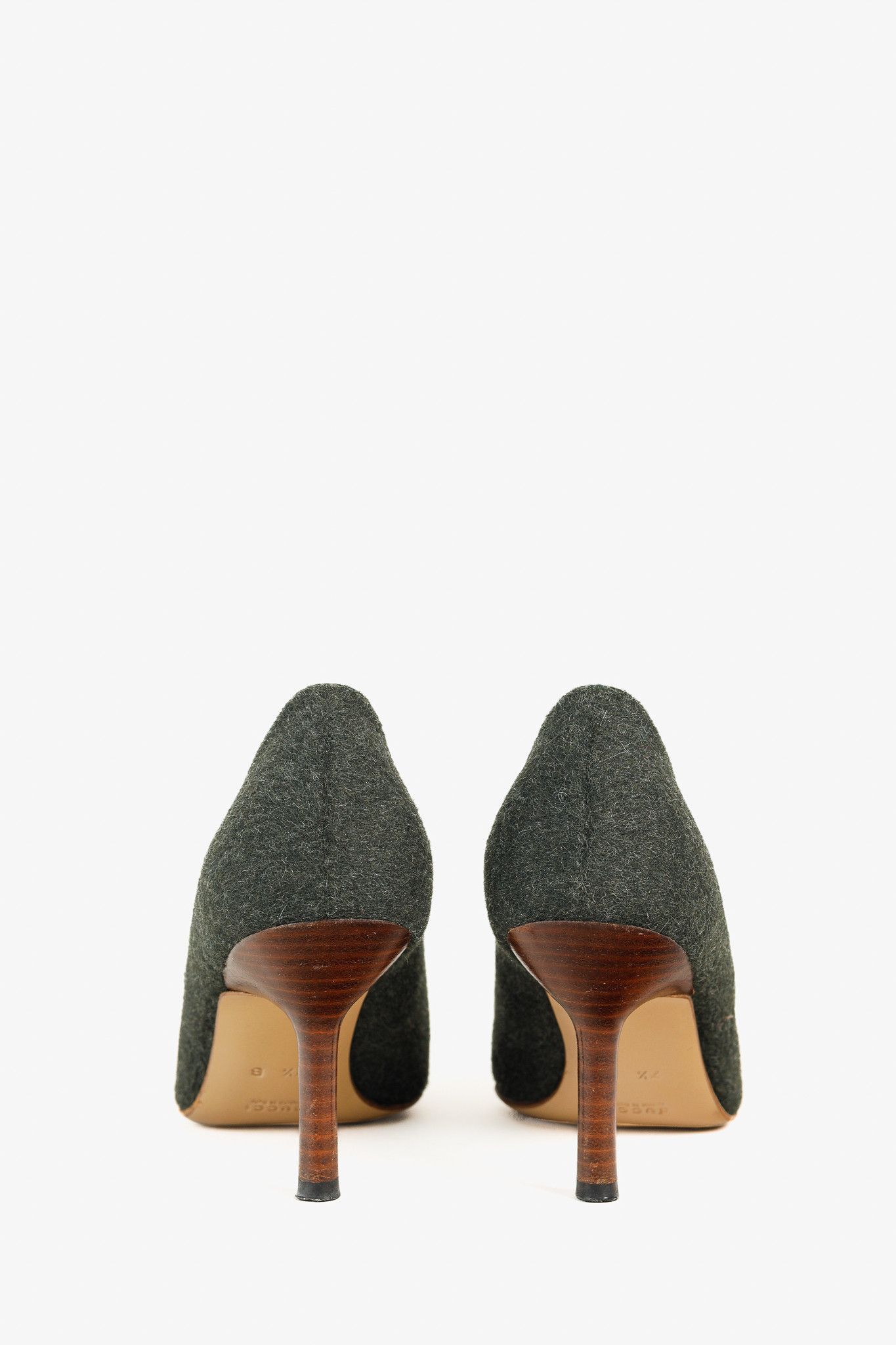 Gucci × Tom Ford Gucci Tom Ford Era Green Wool Pointed-Toe Heels Size US 7.5 / IT 37.5 - 3 Thumbnail
