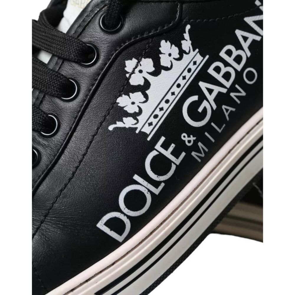 Dolce & Gabbana Dolce & Gabbana Black Leather Crown Milano Men Sneakers Shoe Size US 8 / EU 41 - 7 Thumbnail